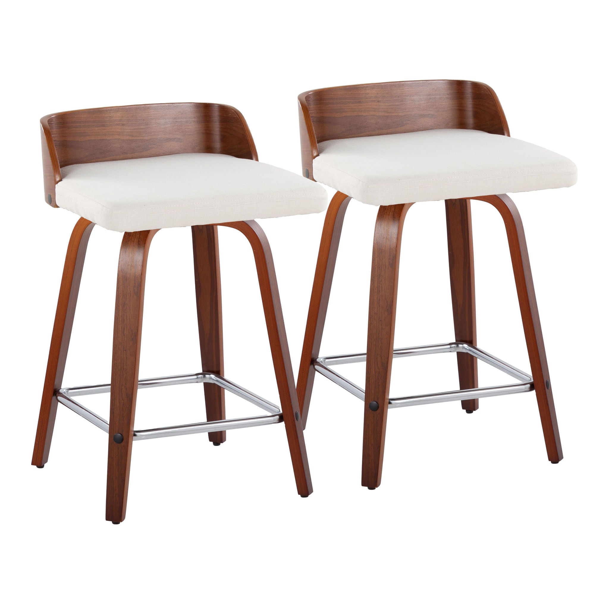 Maya - Mid Century Modern Fixed Height Counter Stool With Swivel With Square Footrest (Set of 2) - Best Buy Furniture