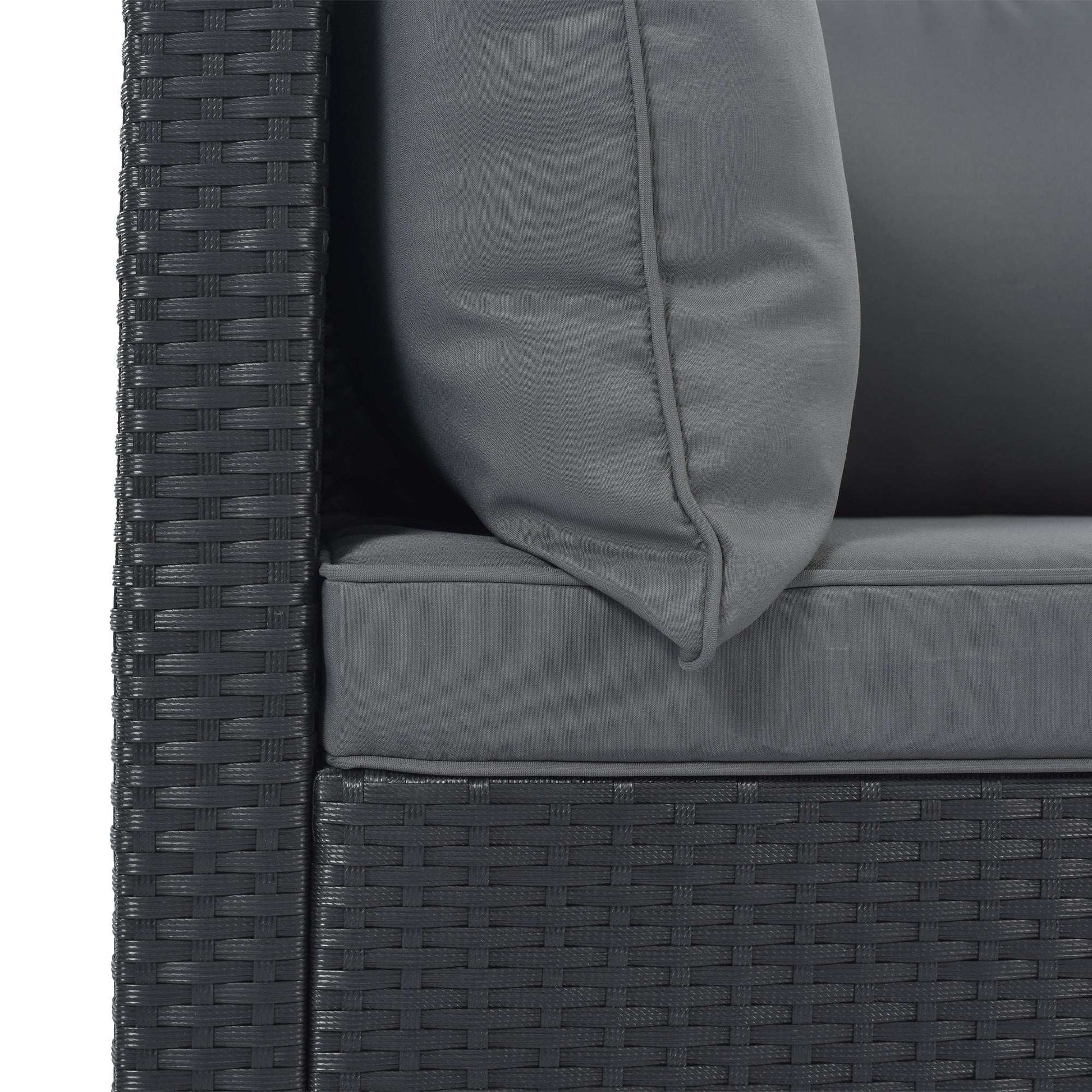 8 Piece Wicker Patio Sofa Set, Gray Cushions - Best Buy Furniture