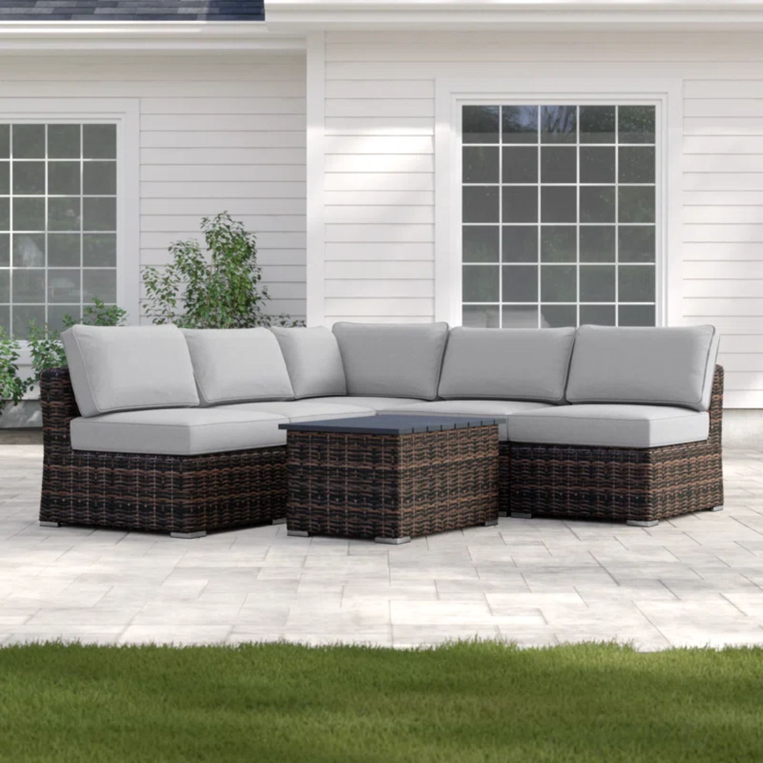 Wicker Sectional Sofa With Cushions And Table - Best Buy Furniture