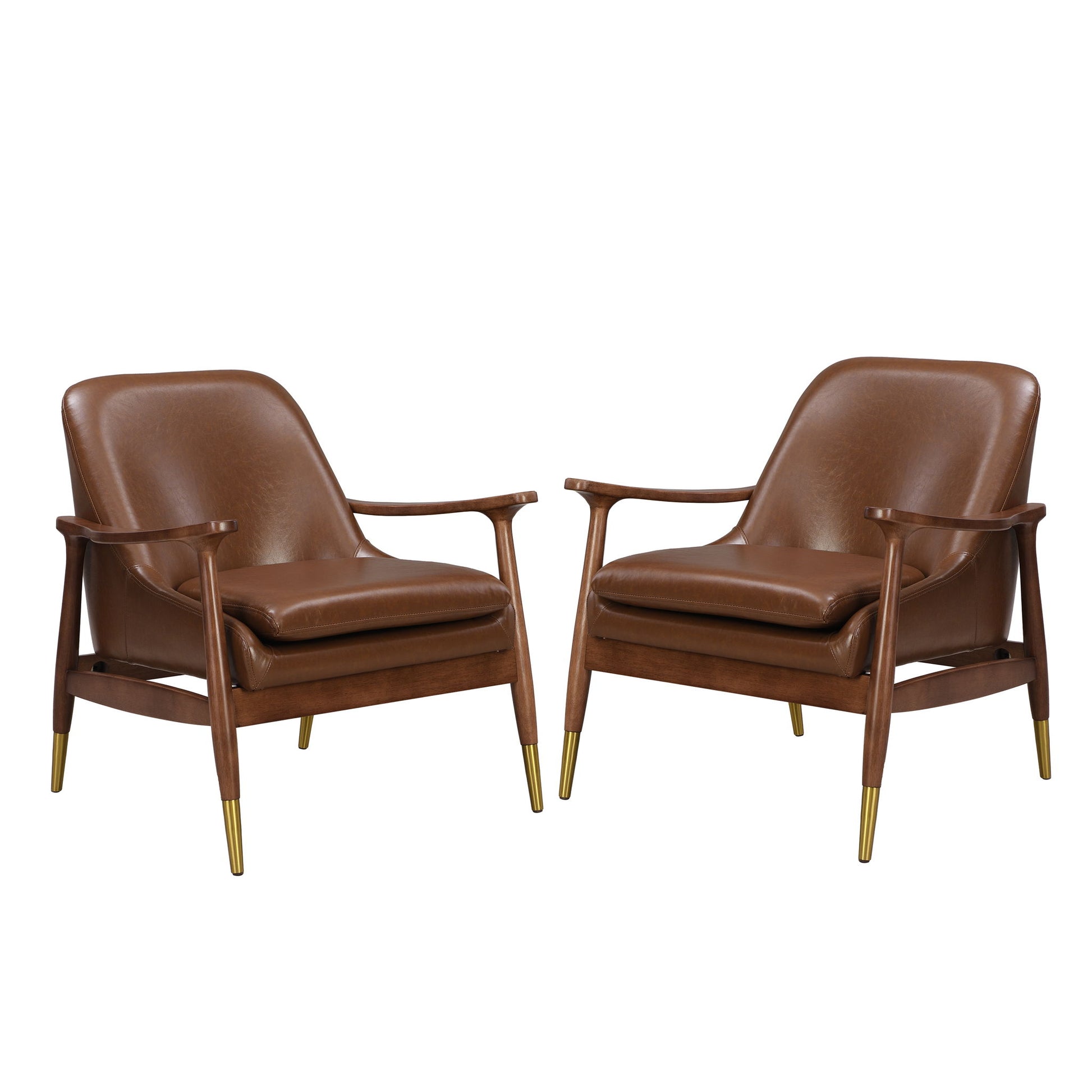 Mid - Century Accent Chair With Cushioned Seat, Brass Tipped Legs - Best Buy Furniture