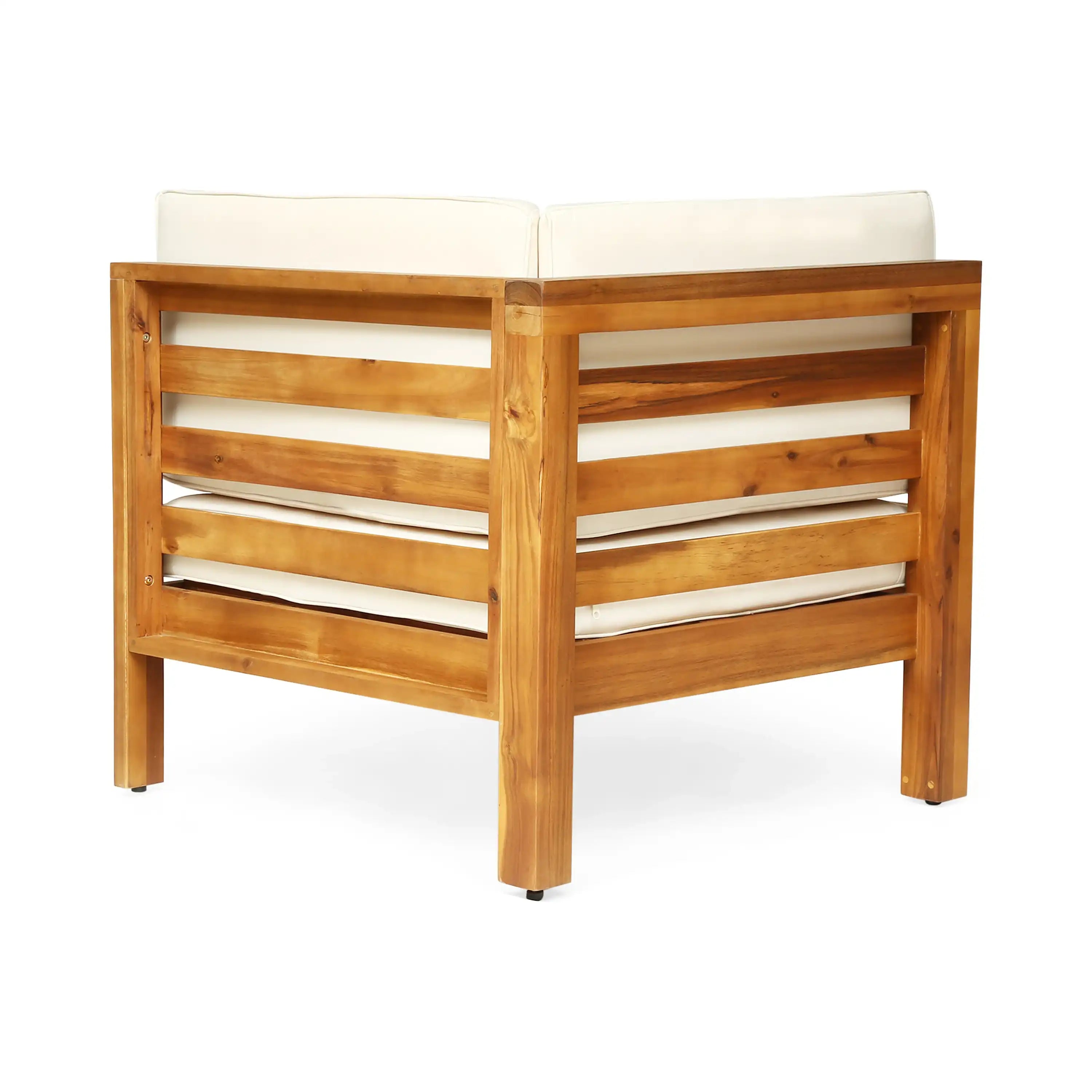 OANA OUTDOOR WOODEN SECTIONAL SET WITH CUSHIONS, BEIGE - Best Buy Furniture