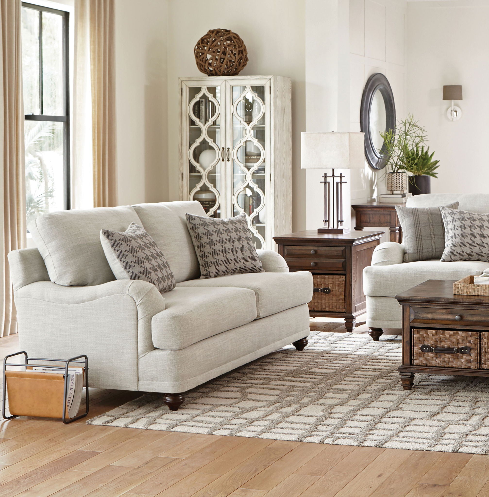 Glenn - Upholstered English Arm Loveseat - Light Gray