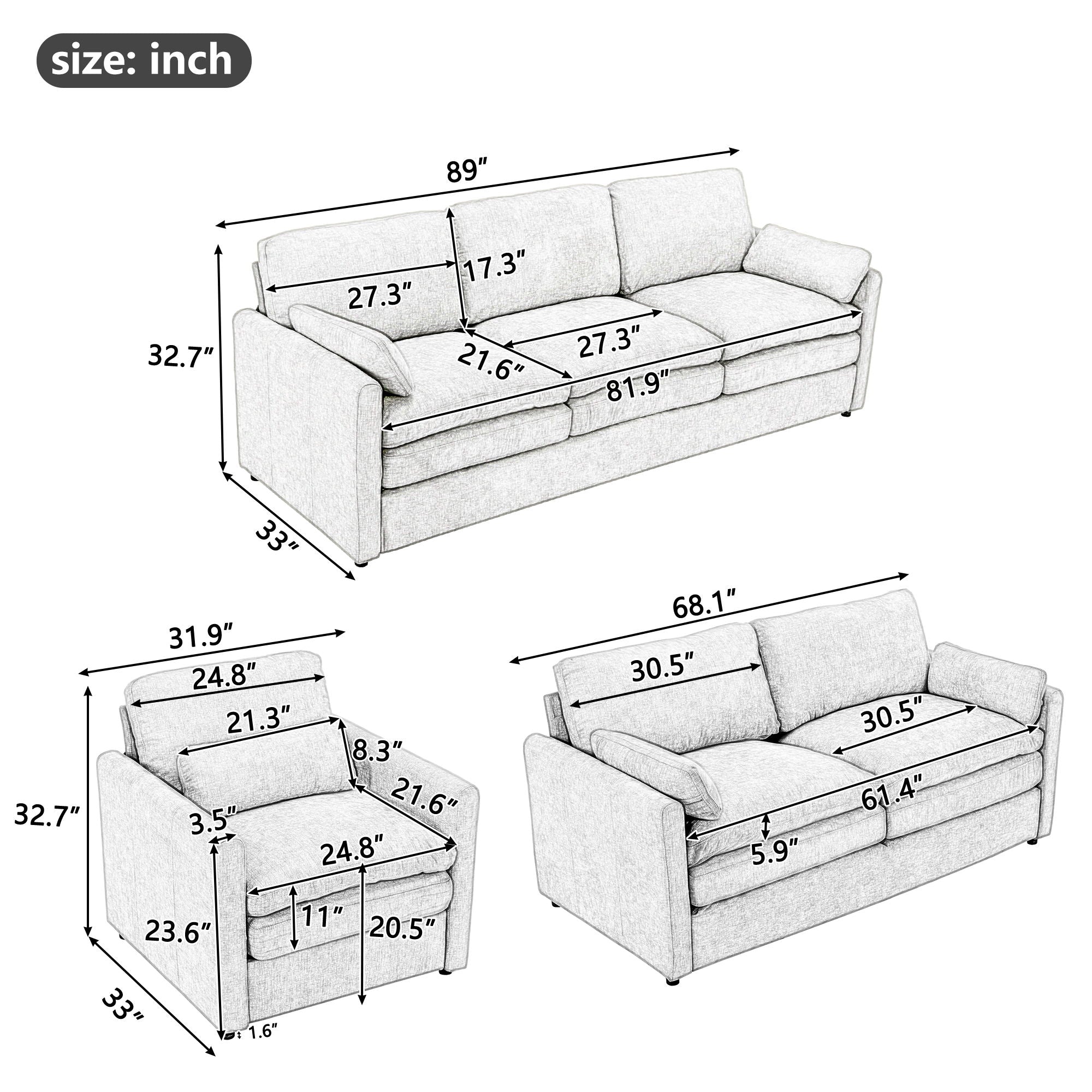 Cozy Upholstered Sofa Set For Living Room - Best Buy Furniture