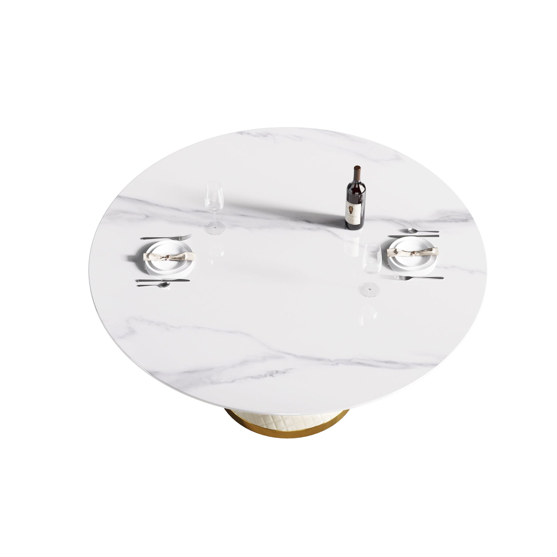 Modern Artificial Stone Round Carbon Steel Base Dining Table, Can Accommodate 6 People - Best Buy Furniture