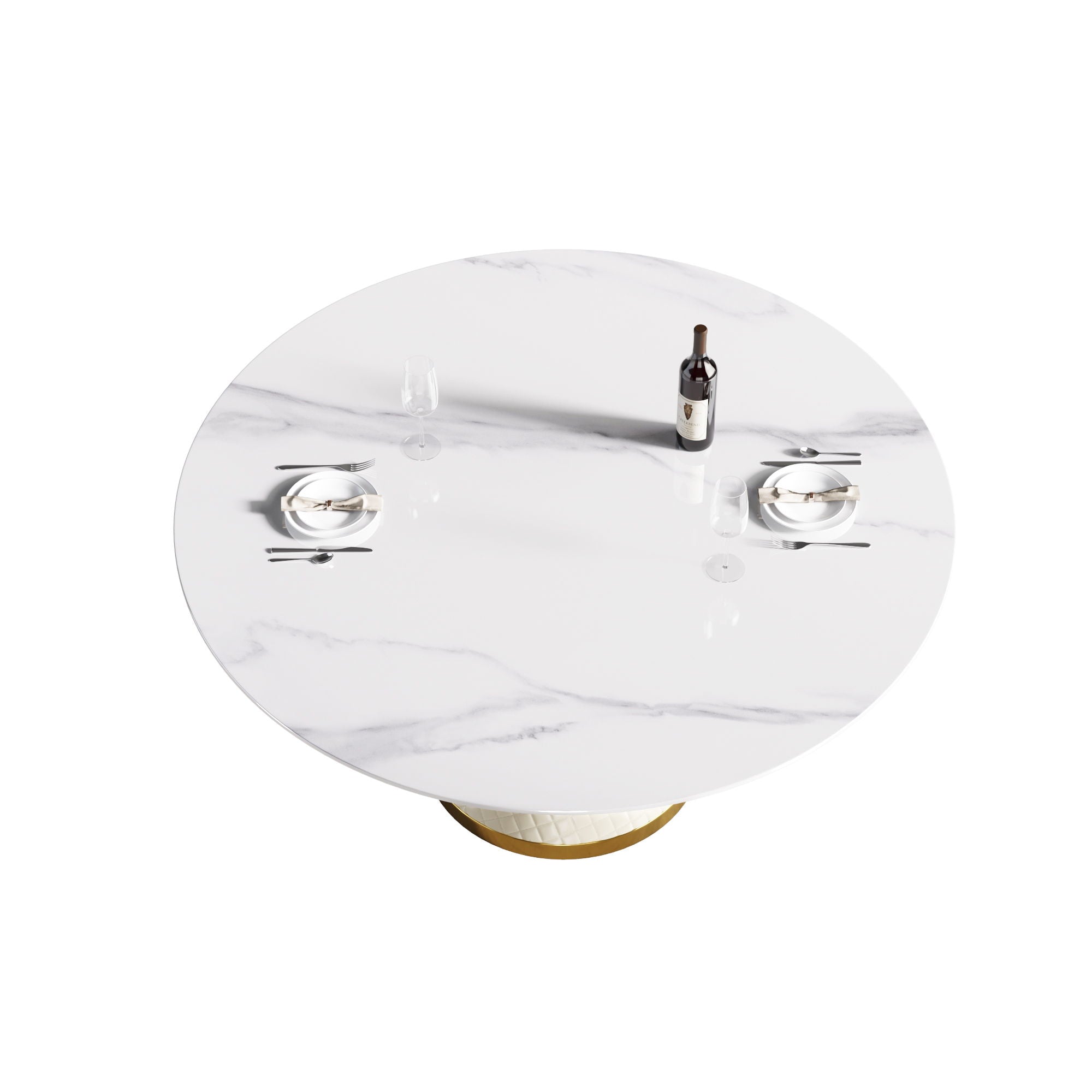 Modern Artificial Stone Round Carbon Steel Base Dining Table, Can Accommodate 6 People - Best Buy Furniture