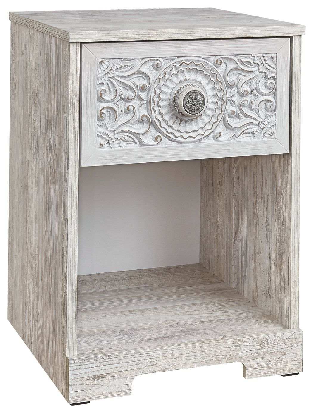 Paxberry - One Drawer Night Stand - Whitewash - Best Buy Furniture