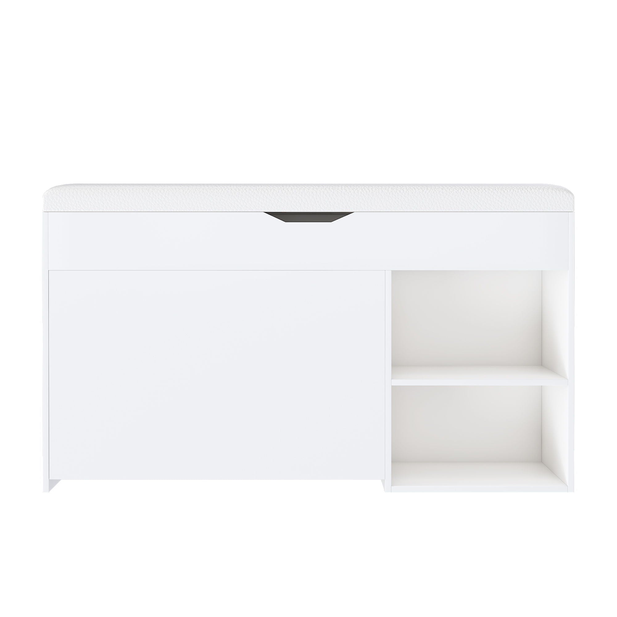 Modern Design Entryway Bench With Adjustable 3 Tier Flip-Up Drawers And Hidden Cabinet - White - Best Buy Furniture