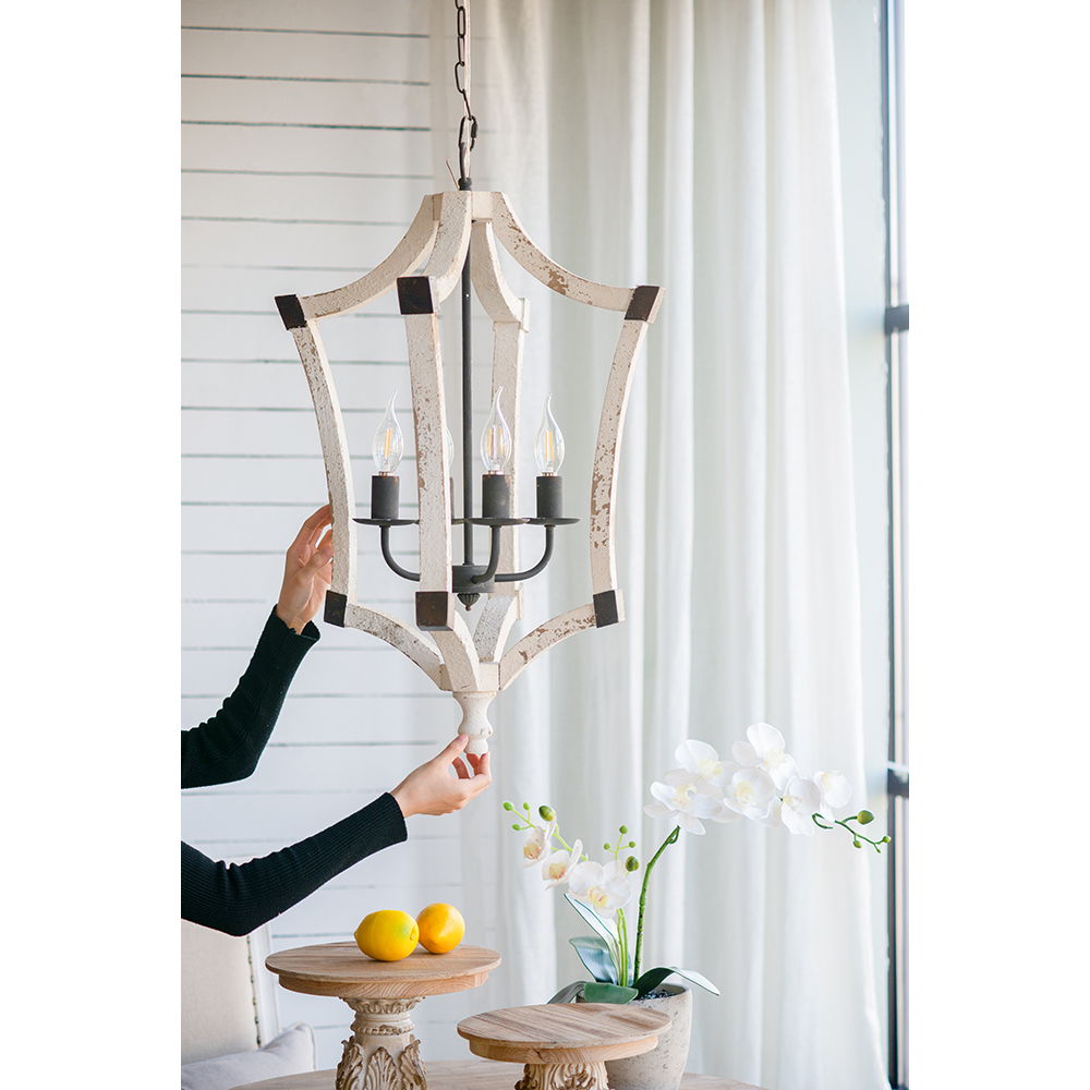 4 Light Chandelier, Hanging Light Fixture With Adjustable Chain For Kitchen, Bulb Not Included - Cream - Best Buy Furniture