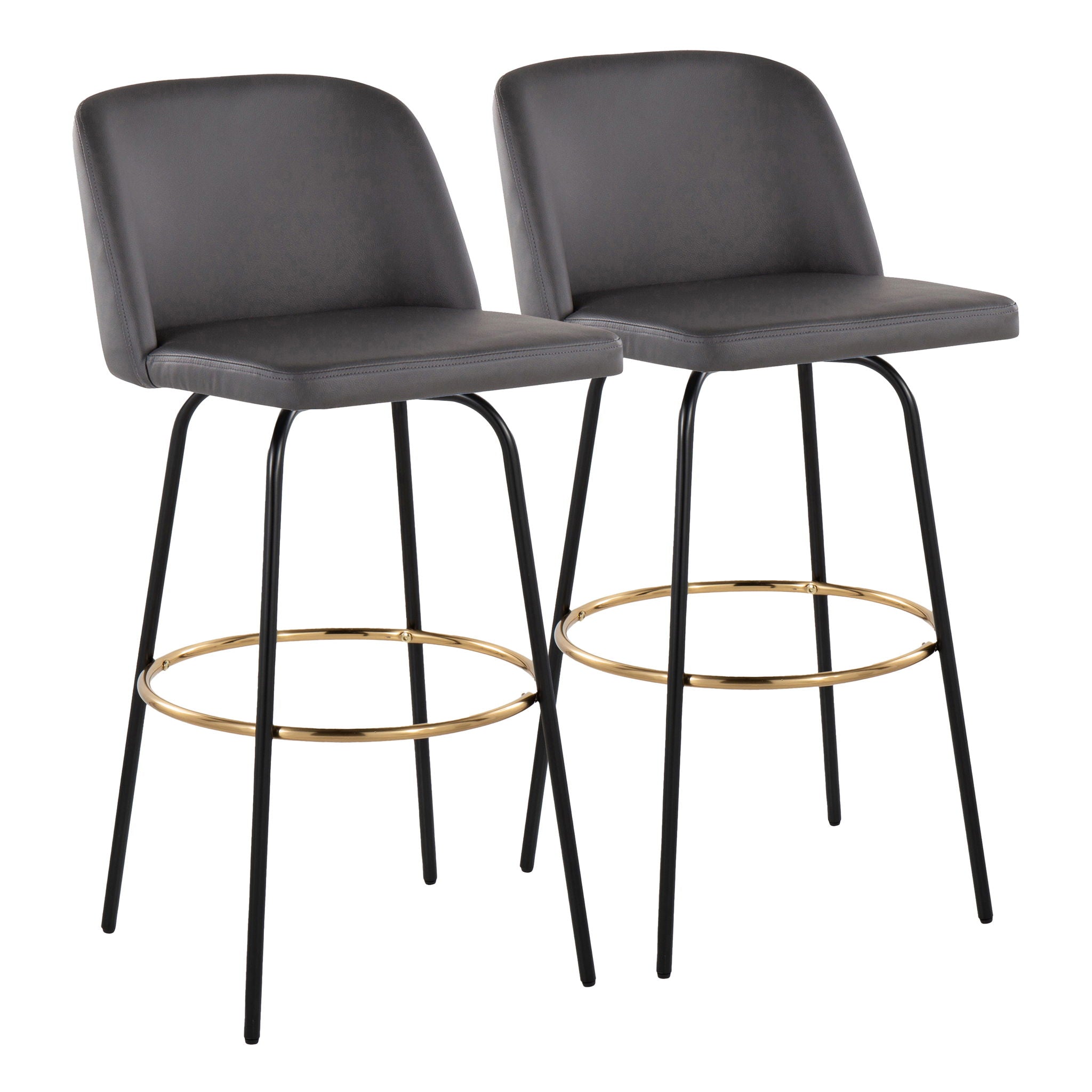 Toriano - Contemporary Fixed Height, Barstool With Swivel & Round Footrest (Set of 2) - Best Buy Furniture