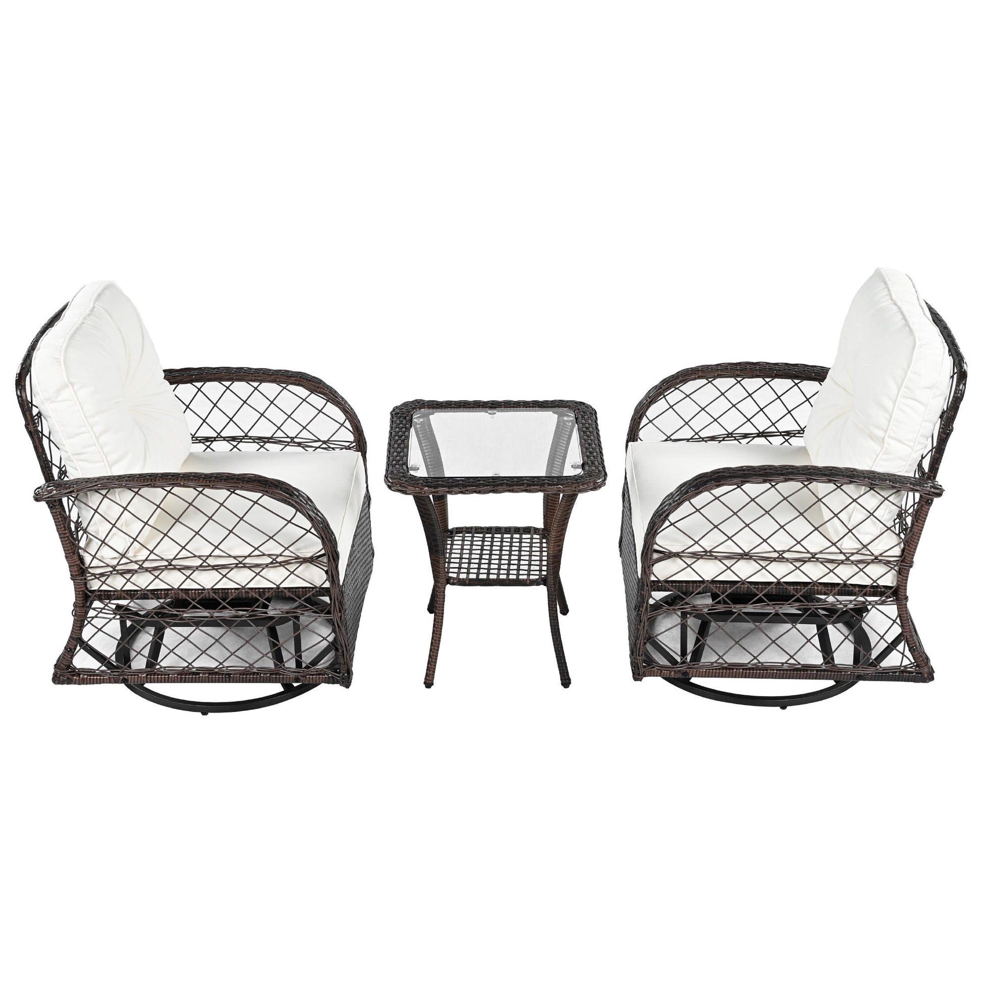 3 Piece Outdoor Chair & Table Set Chat Set, 2 Person Rattan Seating Group - Best Buy Furniture