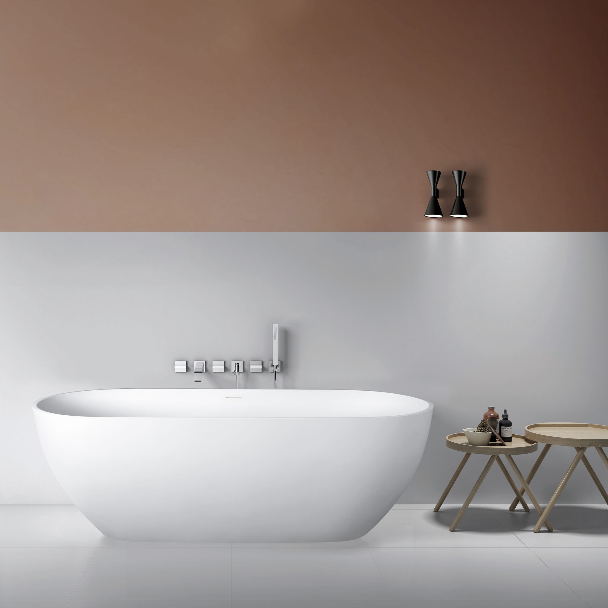 68.9" Freestanding Solid Surface Soaking Bathtub For Bathroom - Matte White - Best Buy Furniture