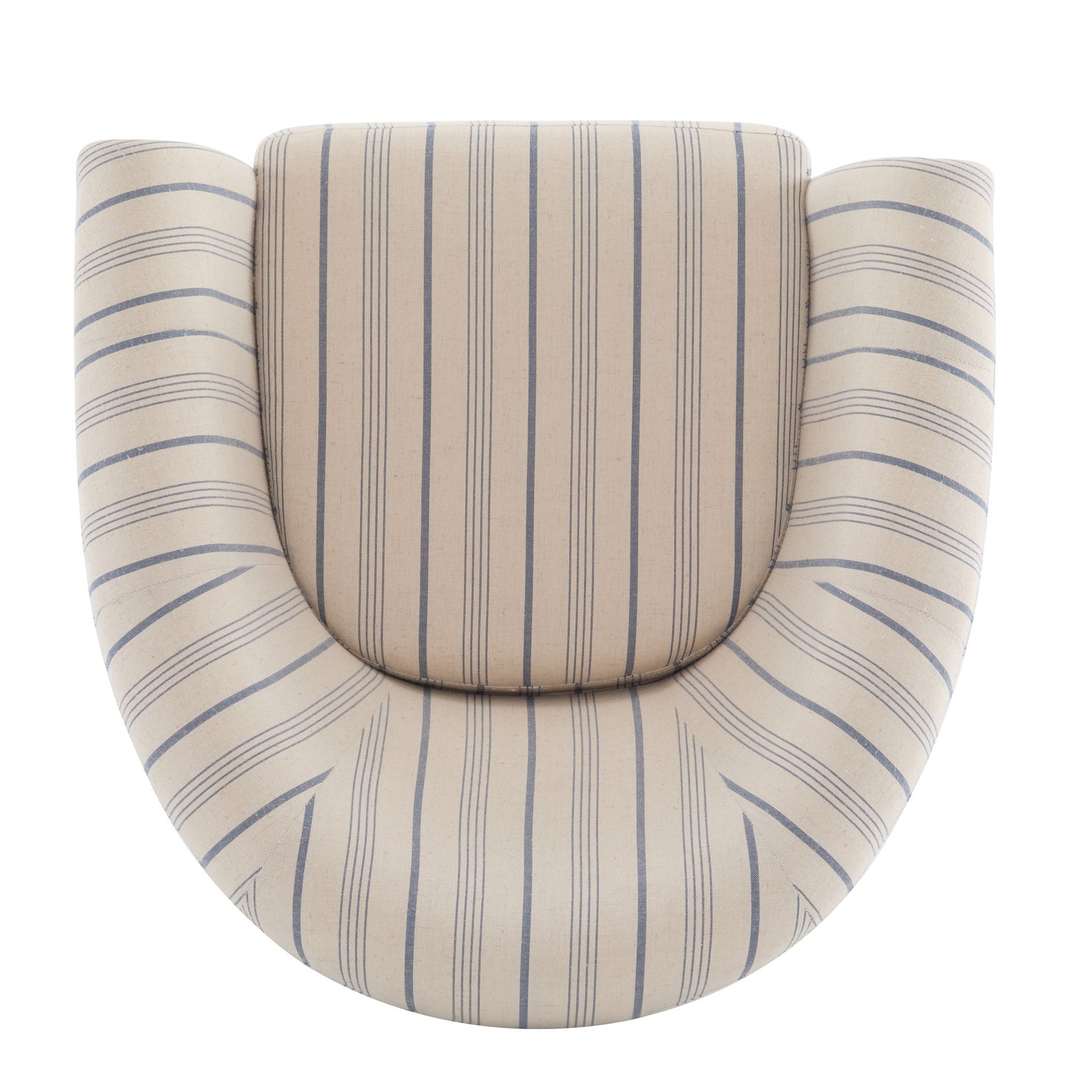 Modern Barrel Fabric Striped Barrel Chair With Channel Stitching - Beige / Blue Stripe - Best Buy Furniture