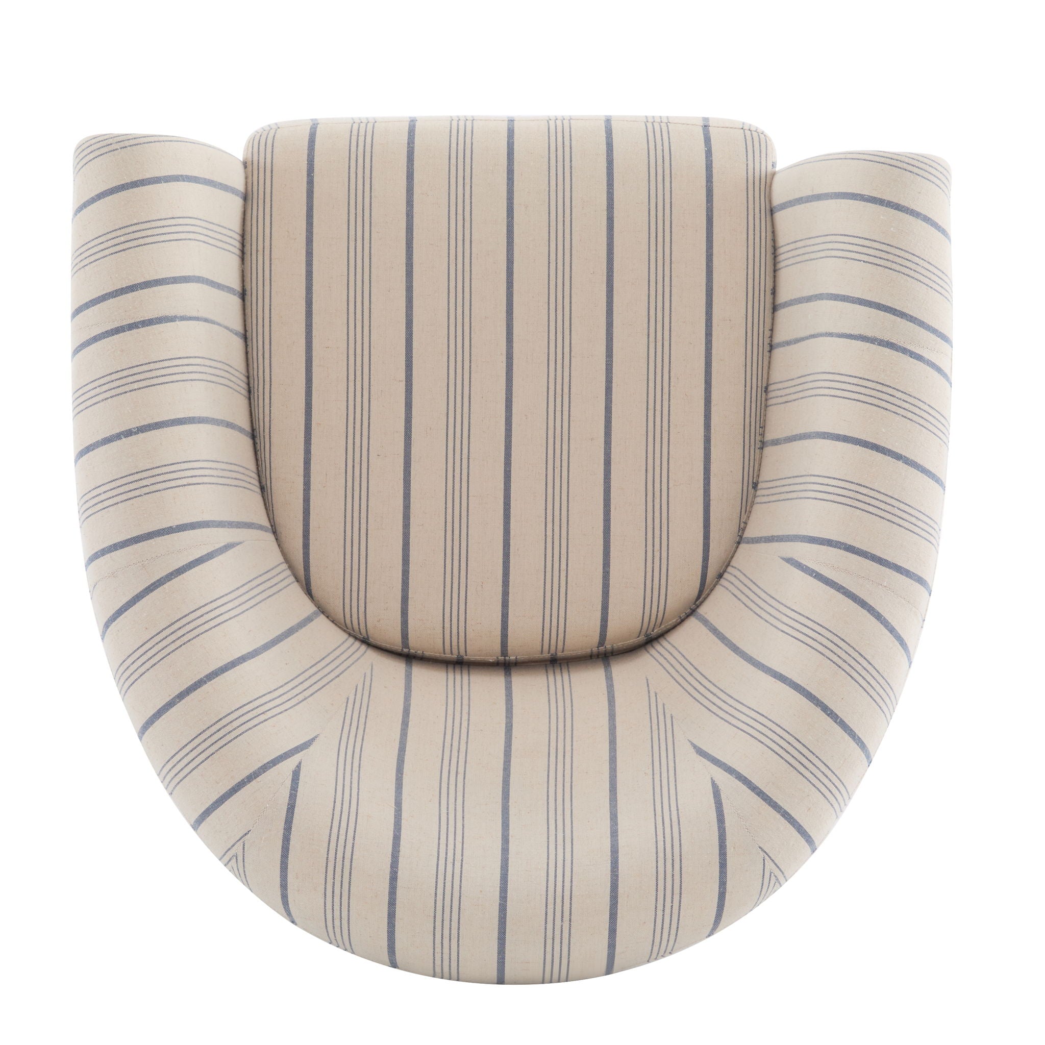 Modern Barrel Fabric Striped Barrel Chair With Channel Stitching - Beige / Blue Stripe - Best Buy Furniture