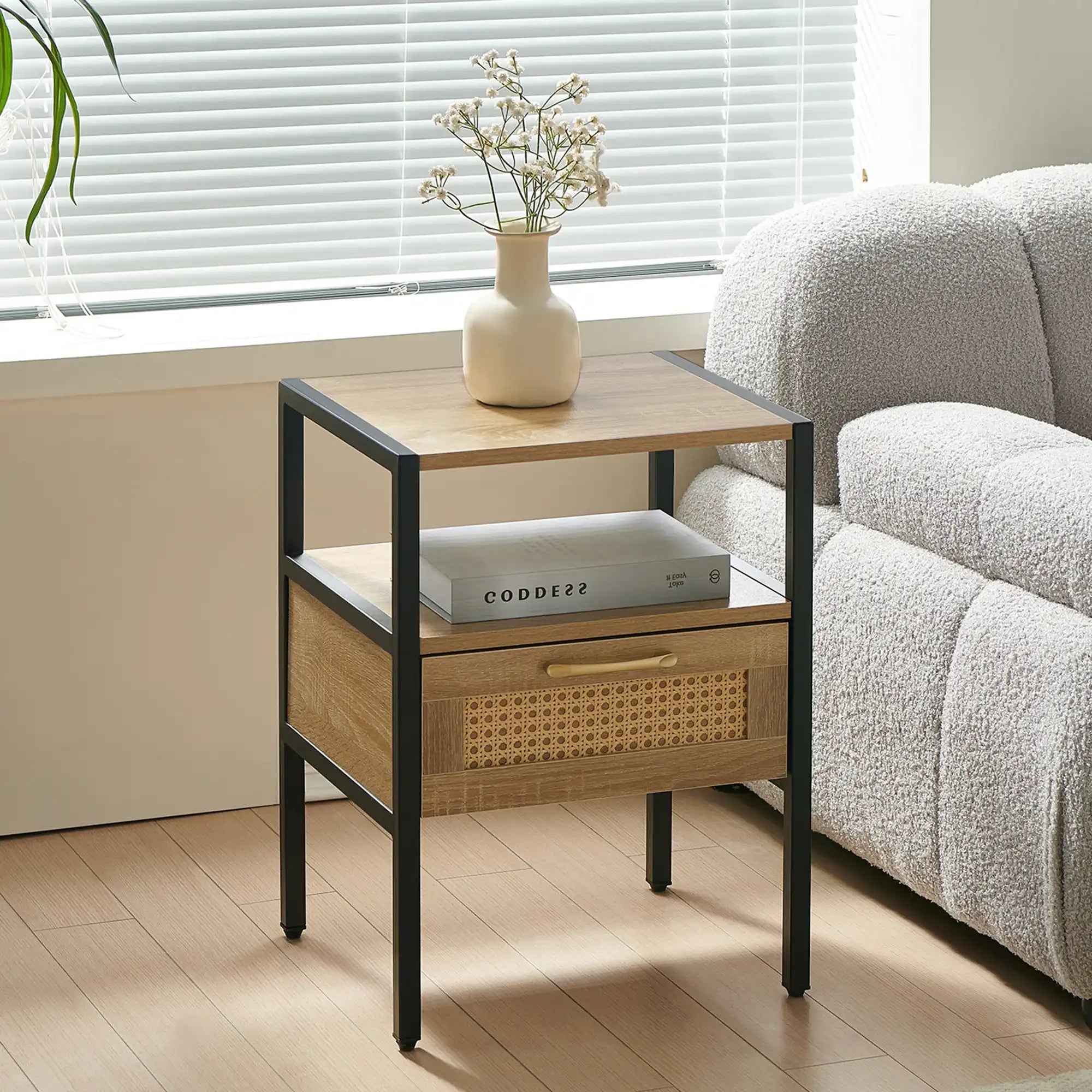 Nessa Rattan Nightstand with Drawer - Best Buy Furniture