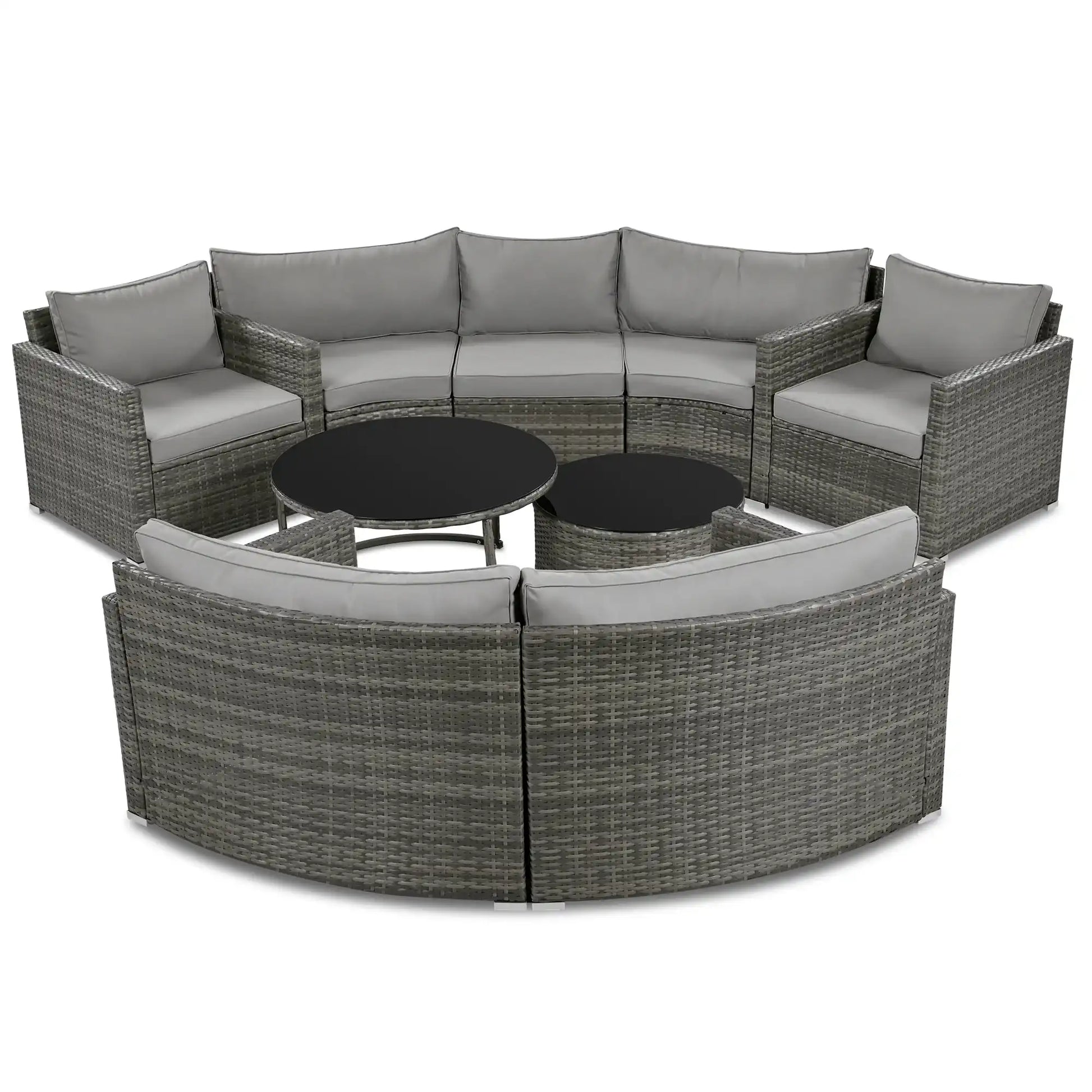 GO 9-Pieces Outdoor Half-moon Patio Sofa Set, Round Sofa Set, Modern Style Sofa, Gray Wicker - Best Buy Furniture