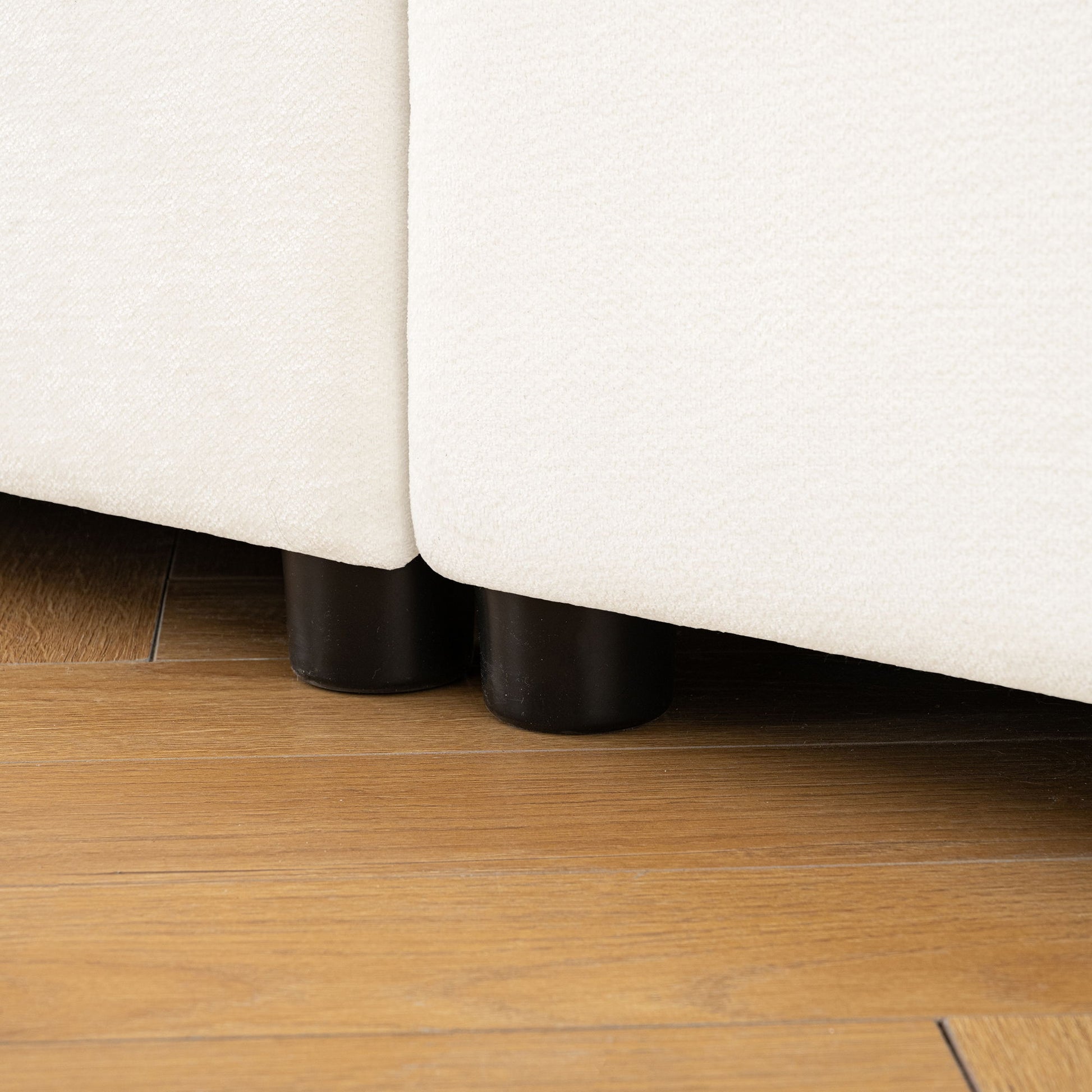 Contemporary Elegant White Chenille Sofa With Storage And Ottoman - Best Buy Furniture