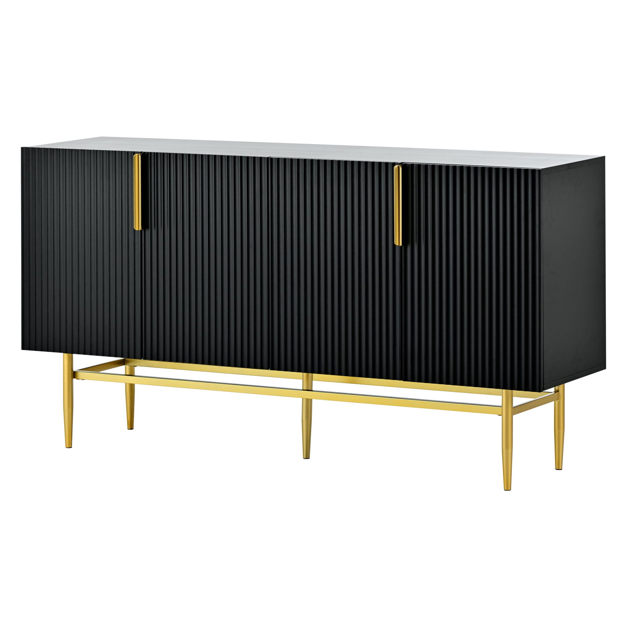 Modern Elegant 4 Door Sideboard Gold Metal Handle Buffet Cabinet For Dining Room, Living Room, Bedroom, Hallway - Best Buy Furniture