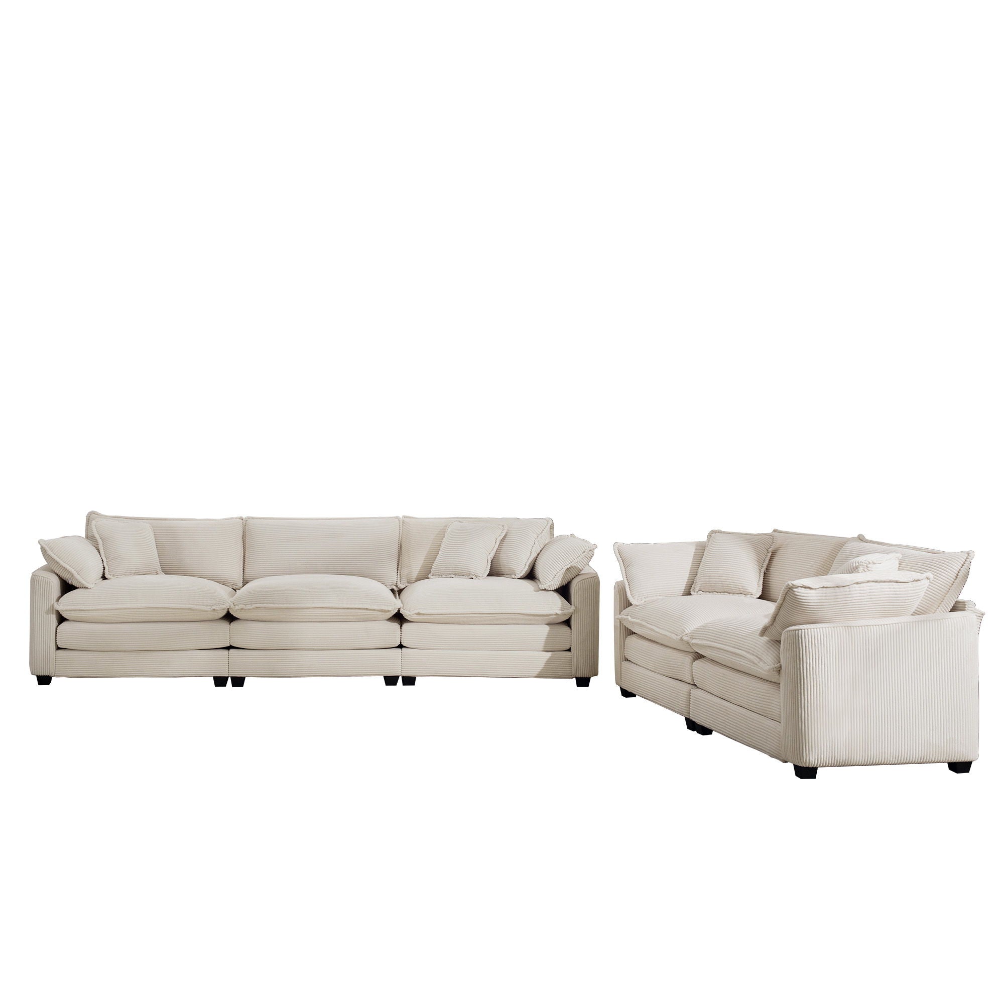 Elegant Corduroy Oversized Sectional Sofa Set With Deep Seats And Flexible Layout - Best Buy Furniture