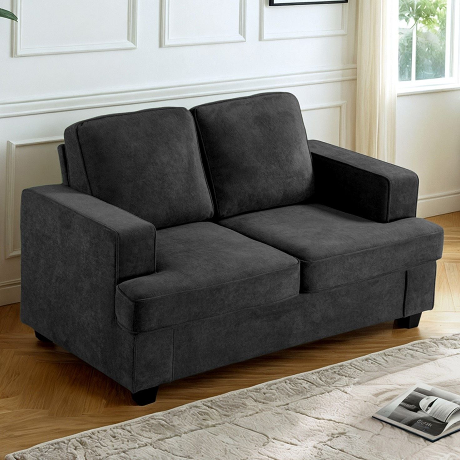 Modern Loveseat, Comfortable 2 Seater Couch With Deep Seating, Loose Back Cushions, Wide Arms - Best Buy Furniture