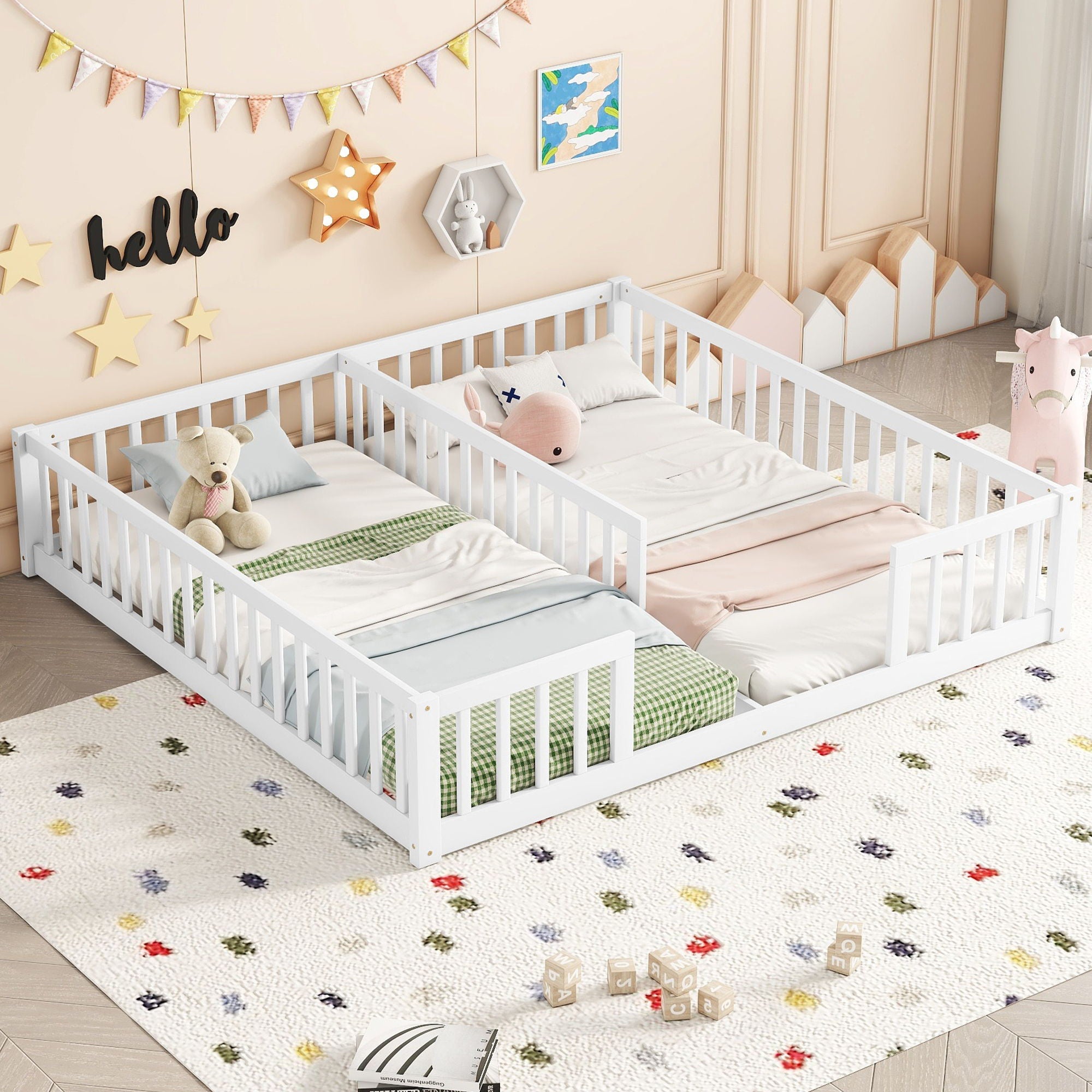 Double Floor Bed With Fence, Guardrails, Without Door - Best Buy Furniture