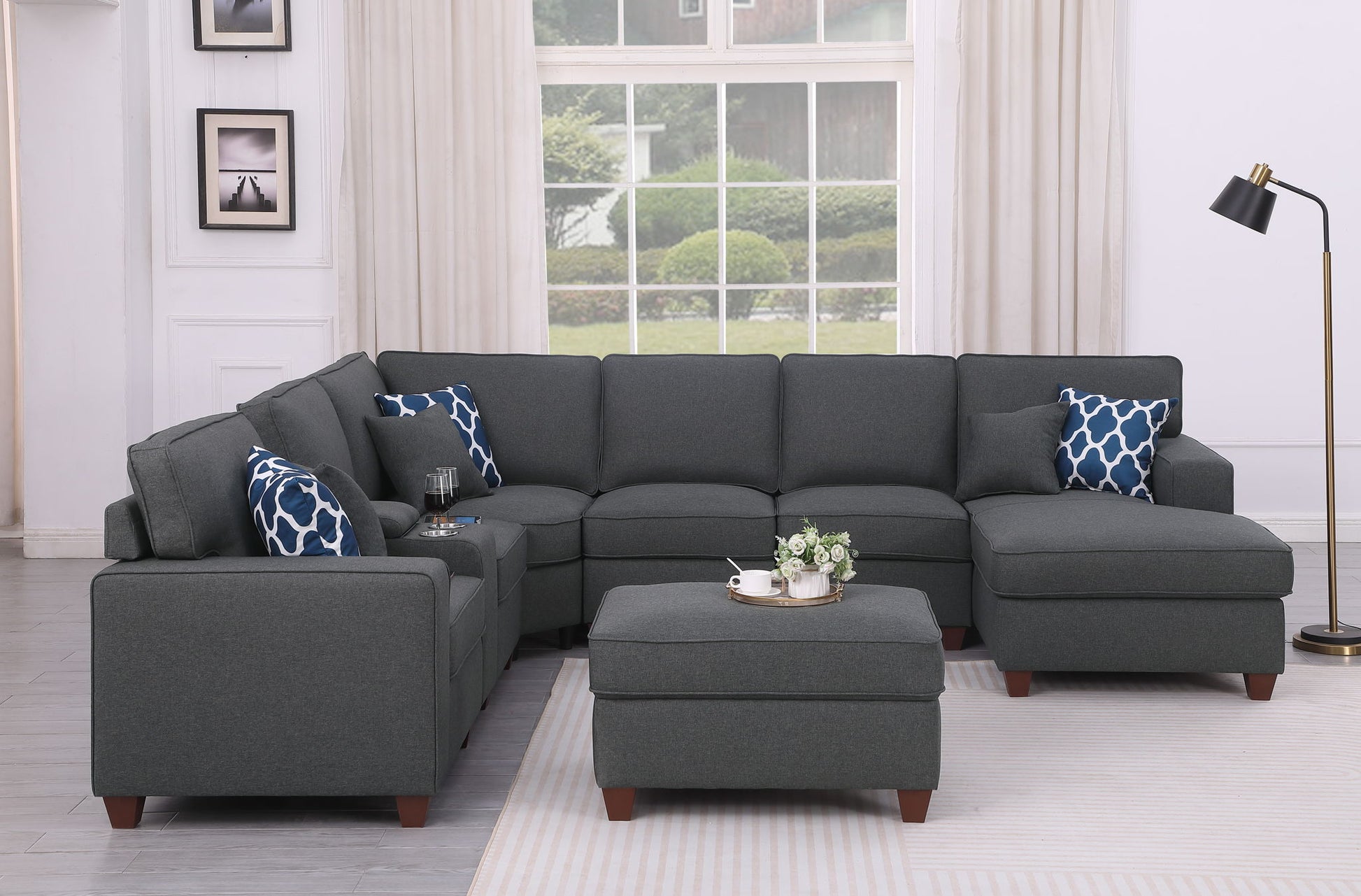 Tina - 8 Piece Upholstered Sectional With Ottoman - Best Buy Furniture