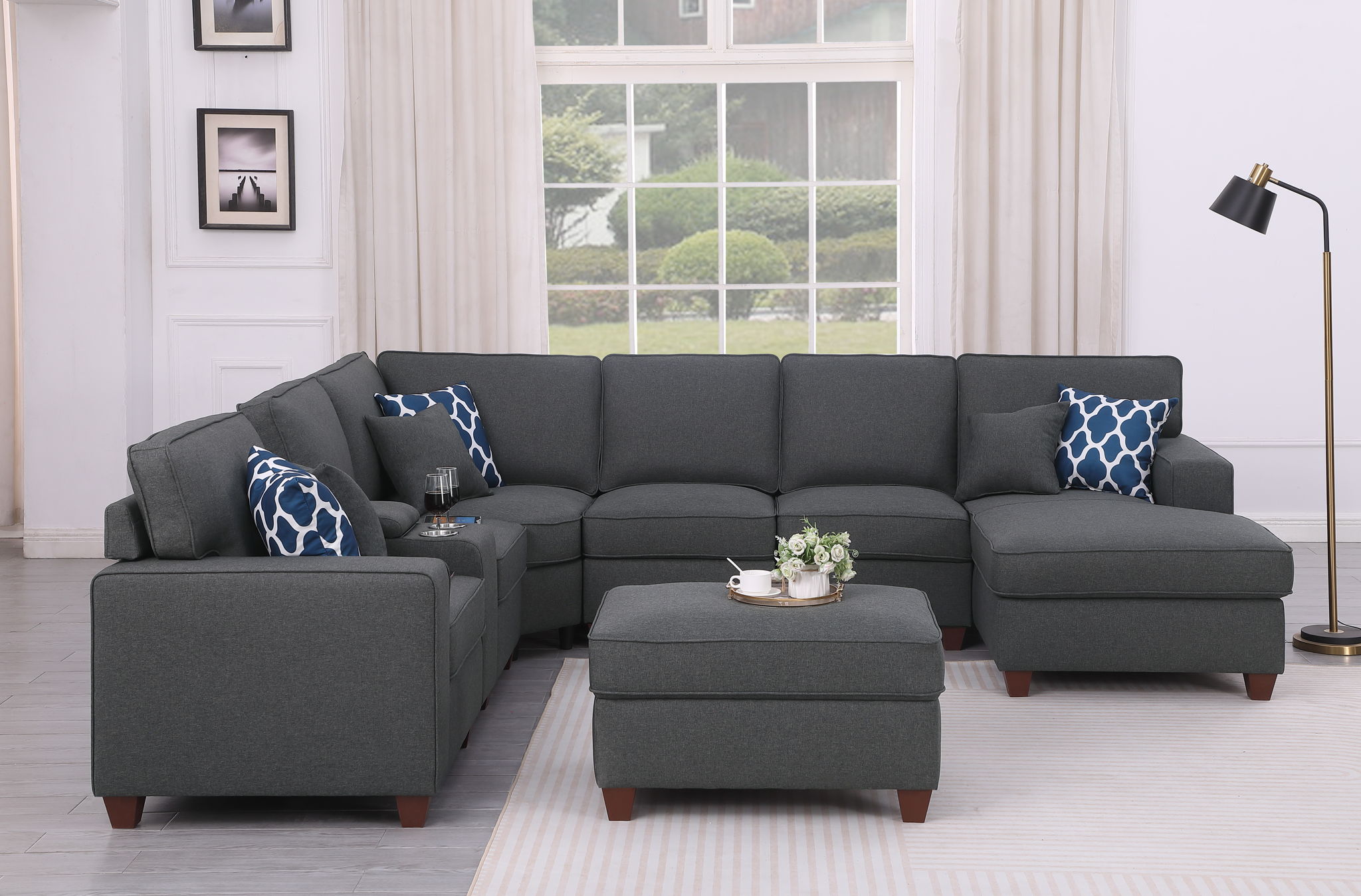 Tina - 8 Piece Upholstered Sectional With Ottoman - Best Buy Furniture