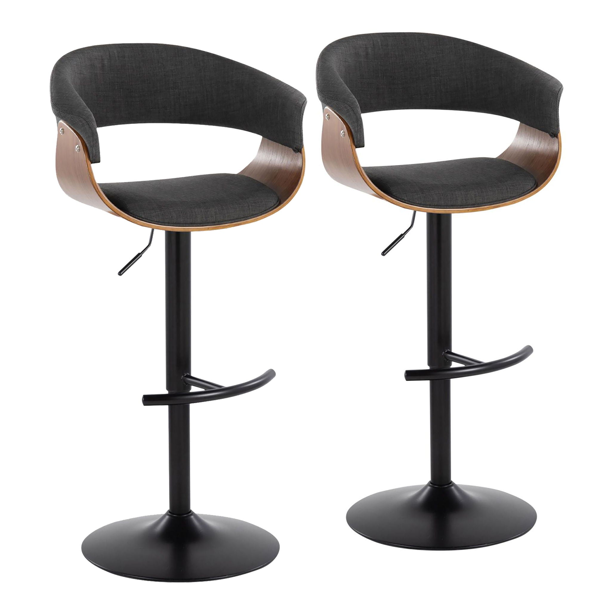 Vintage Mod - Mid Century Modern Adjustable Height Barstool With Swivel & Rounded T Footrest (Set of 2) - Best Buy Furniture