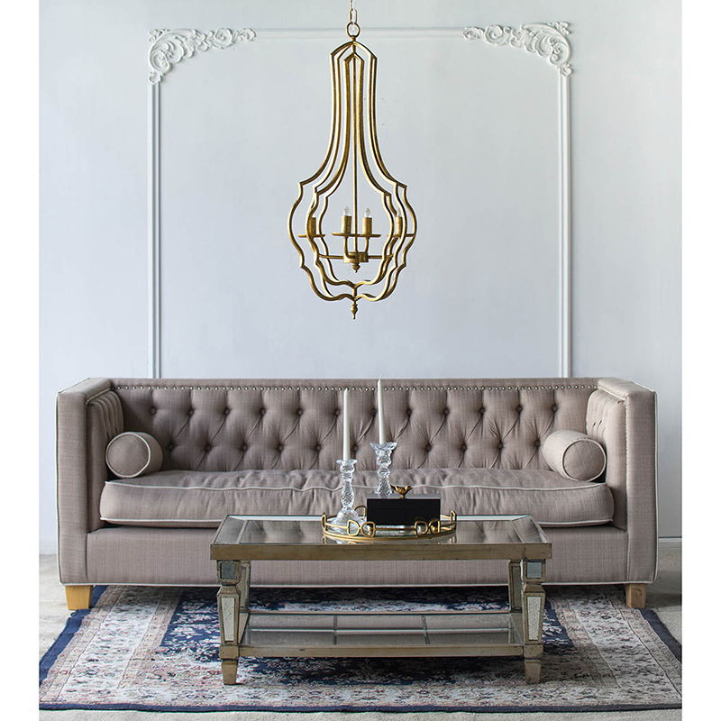 4 Light Chandelier, Hanging Light Fixture With Adjustable Chain For Kitchen, Bulb Not Included - Gold - Best Buy Furniture