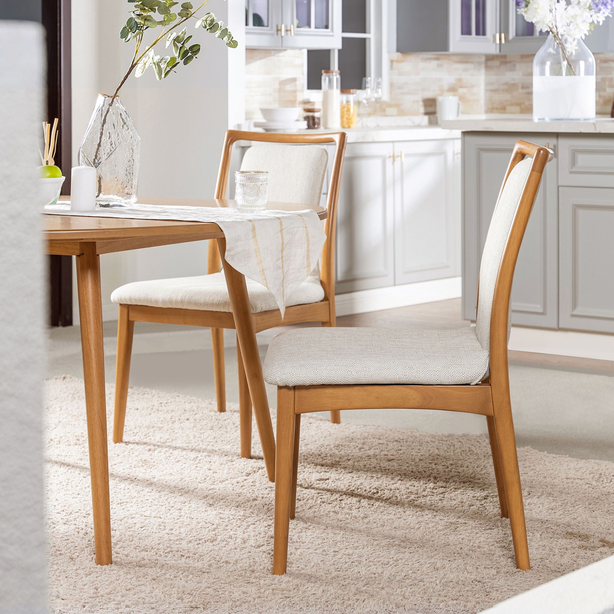 Scandi - Upholstered Dining Chair, Stain Resistant High (Set of 2) - Natural Light Brown / White Pepper - Best Buy Furniture