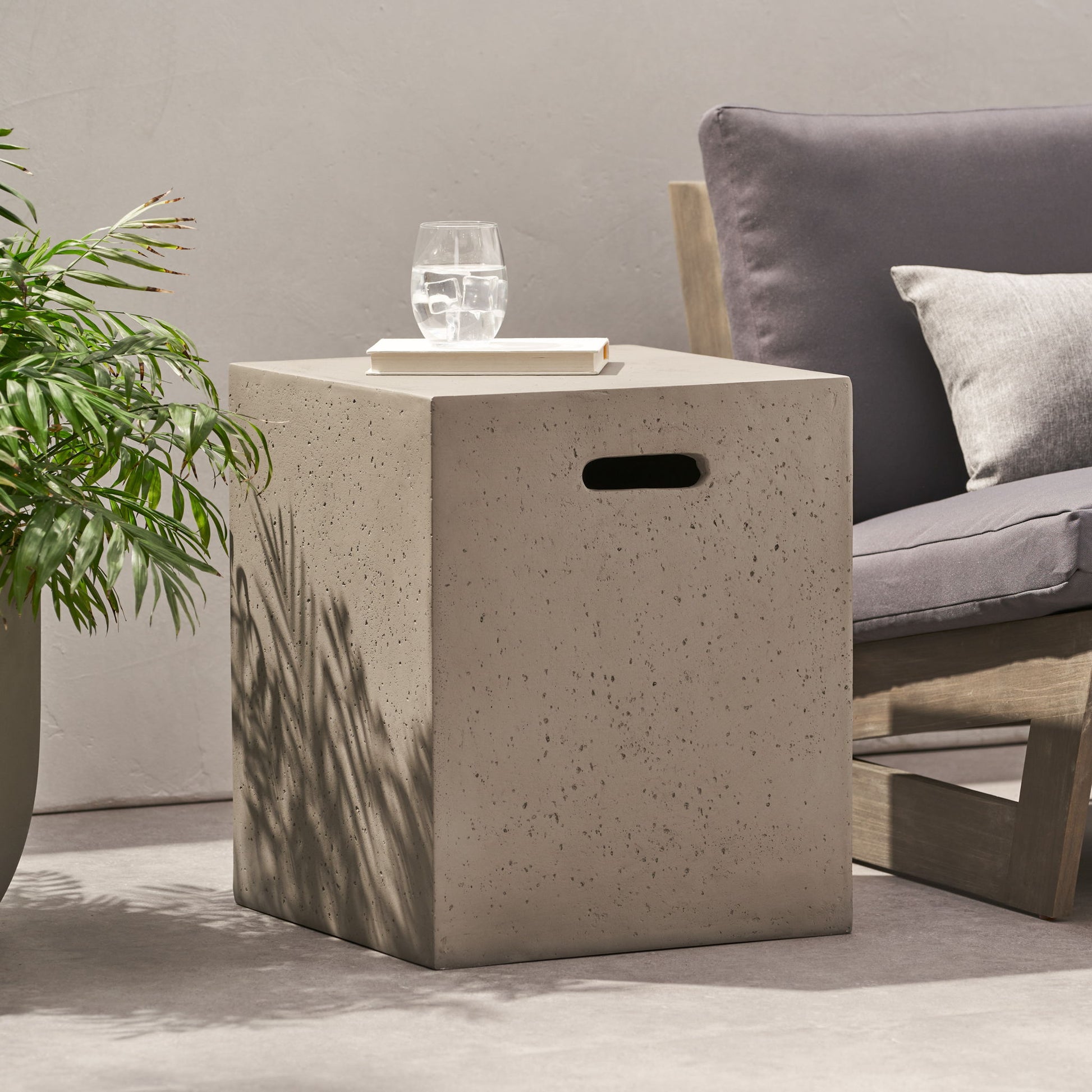Modern Tank Holder Side Table With Smooth Concrete Surface - Best Buy Furniture