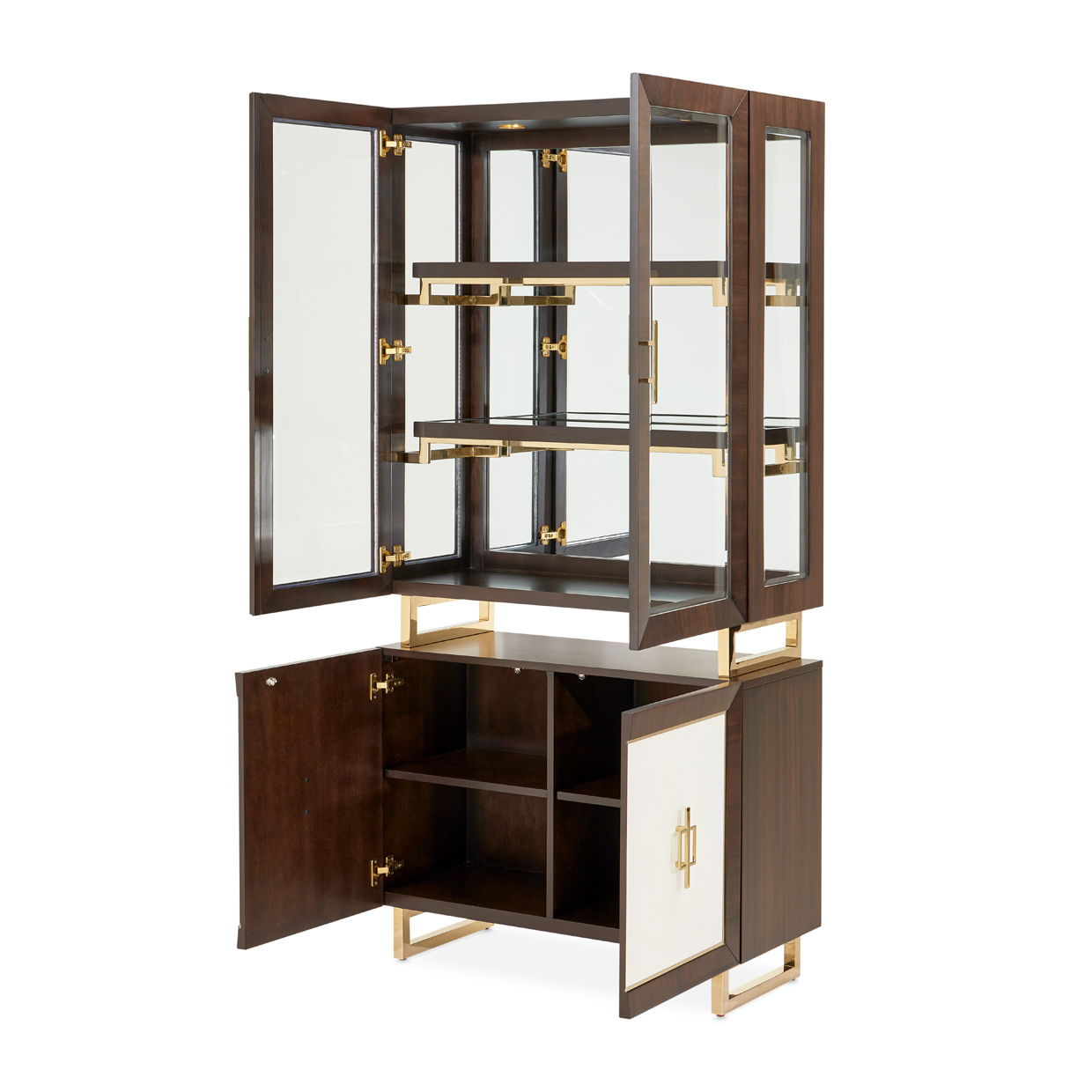 Belmont Place - Display Cabinet - White / Dark Brown - Best Buy Furniture