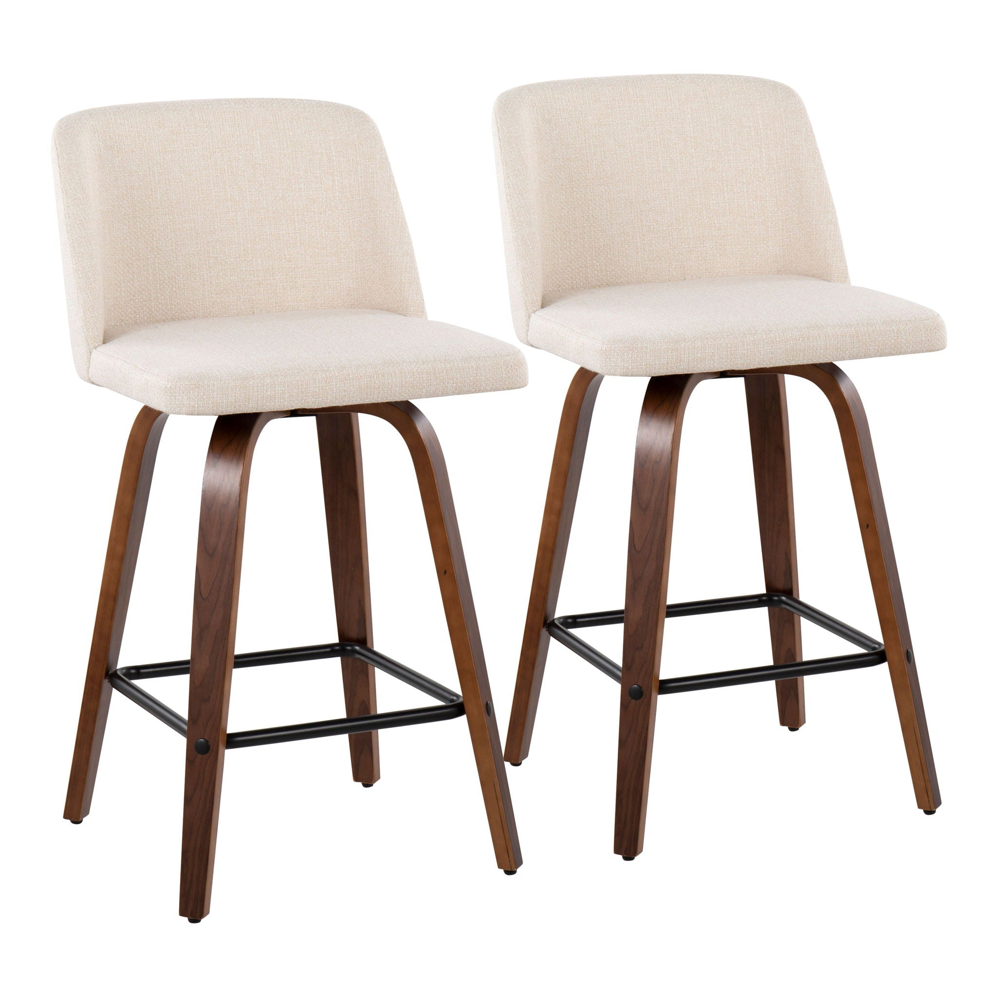 Toriano - Mid Century Modern Fixed Height Counter Stool & Square Footrest (Set of 2) - Best Buy Furniture
