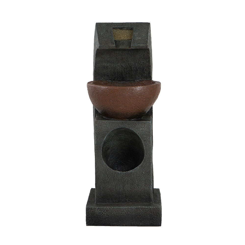 Sculptural Water Fountain With Bowl Basin, With Light And Pump, For Indoor And Outdoor - Brown / Black - Best Buy Furniture