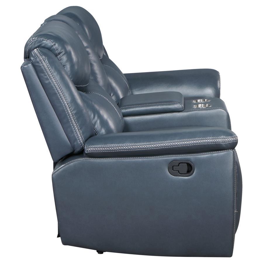 Sloane - Upholstered Padded Arm Reclining Loveseat - Blue - Best Buy Furniture