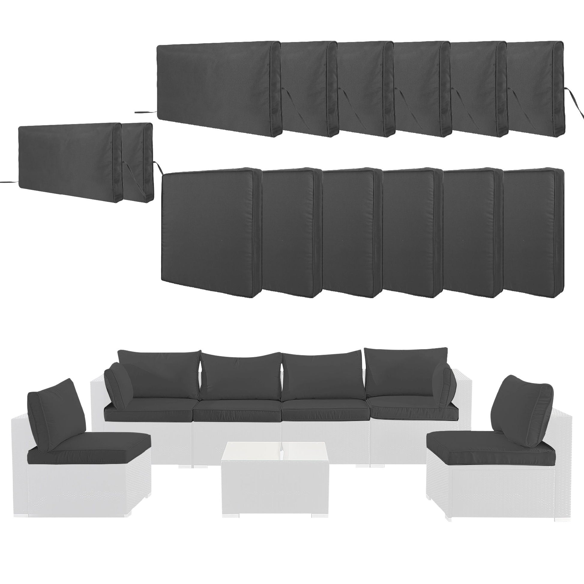 Cushion Covers For 7 Piece Wicker Sectional Sofa, 14 Pack Seat And Back Slipcovers With Zipper - Best Buy Furniture