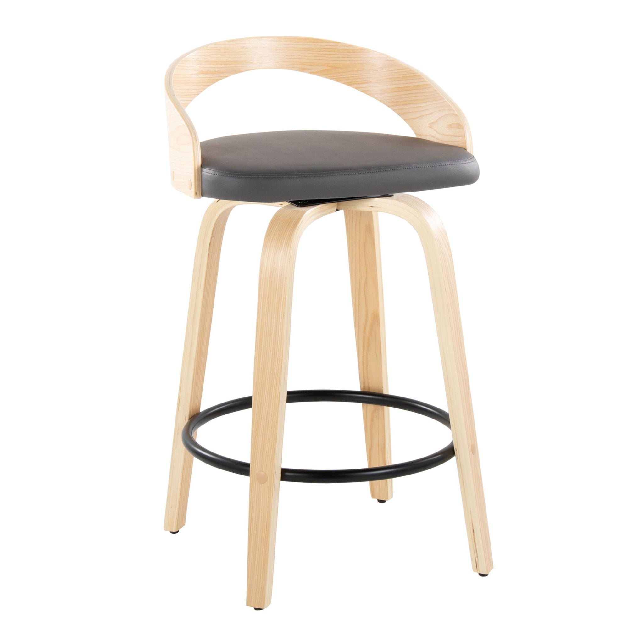 Grotto - Mid-Century Modern Fixed Height Counter Stool Swivel &h Round Footrest - Best Buy Furniture
