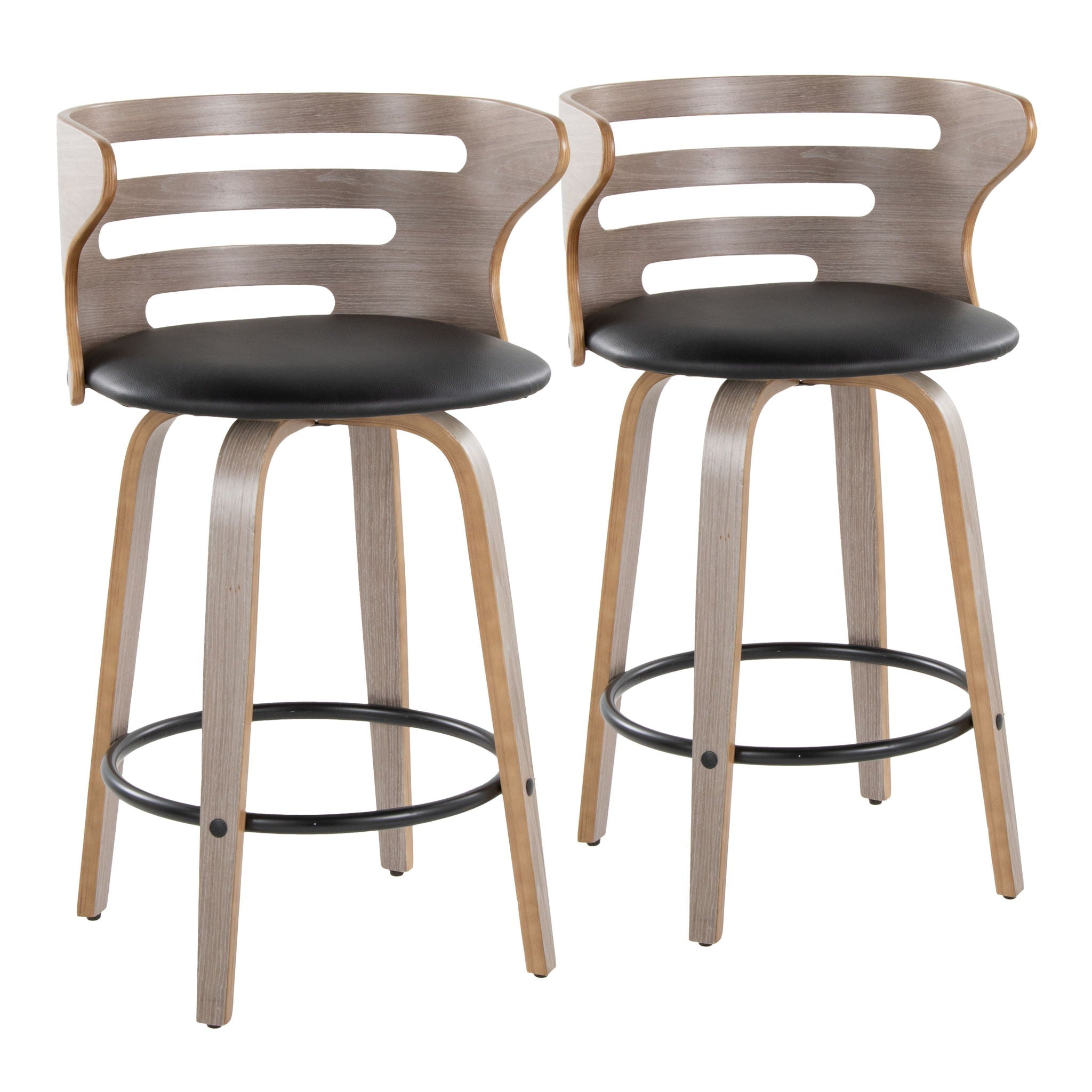 Cosini - Mid Century Modern Fixed Height Barstool With Swivel And Round Footrest (Set of 2) - Best Buy Furniture