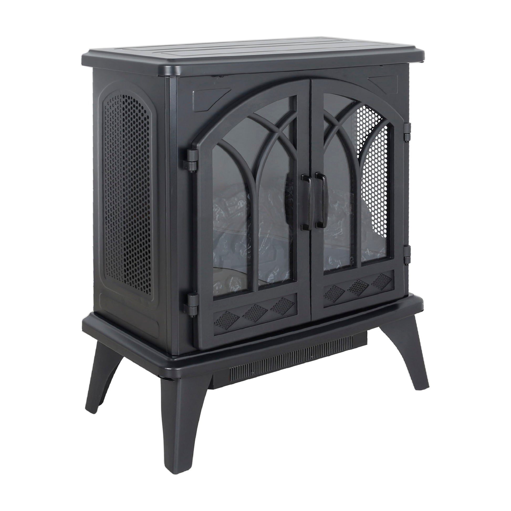 24" 3D Flame Electric Infrared Quartz Fireplace Stove With Remote Control - Antique Black - Best Buy Furniture