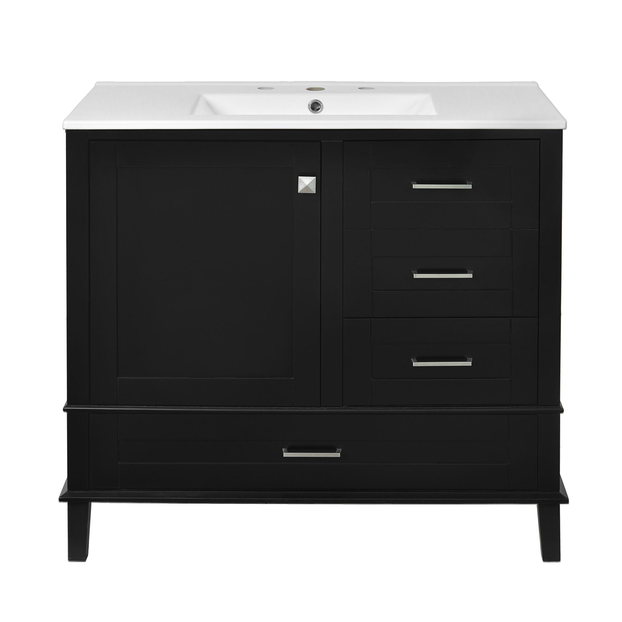 Bathroom Vanity, Modern Bathroom Cabinet With Sink Combo Set, Bathroom Storage Cabinet With A Soft Closing Door And 3 Drawers, Solid Wood Frame - Best Buy Furniture