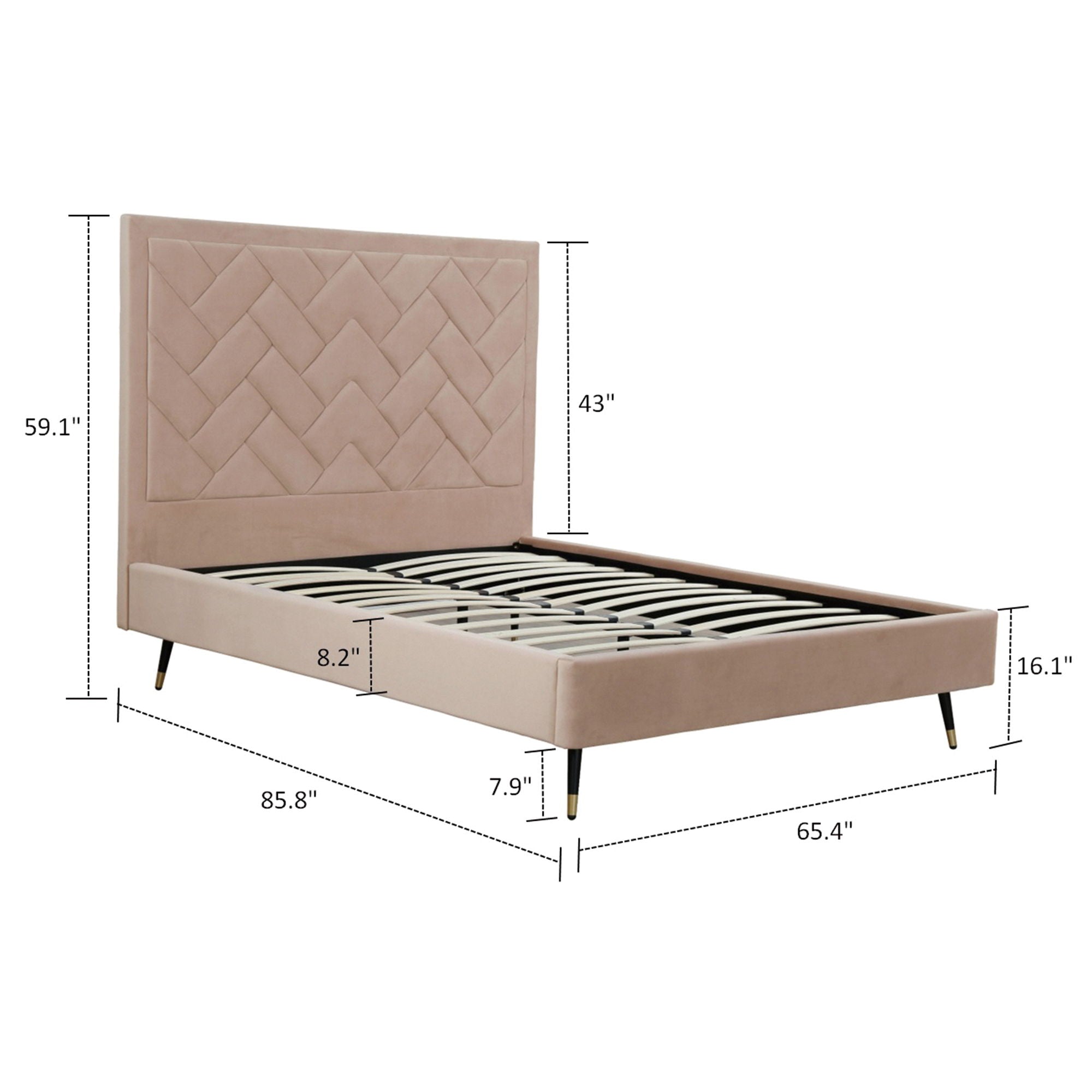 Crosby - Bed With Upholstered Headboard And Slats