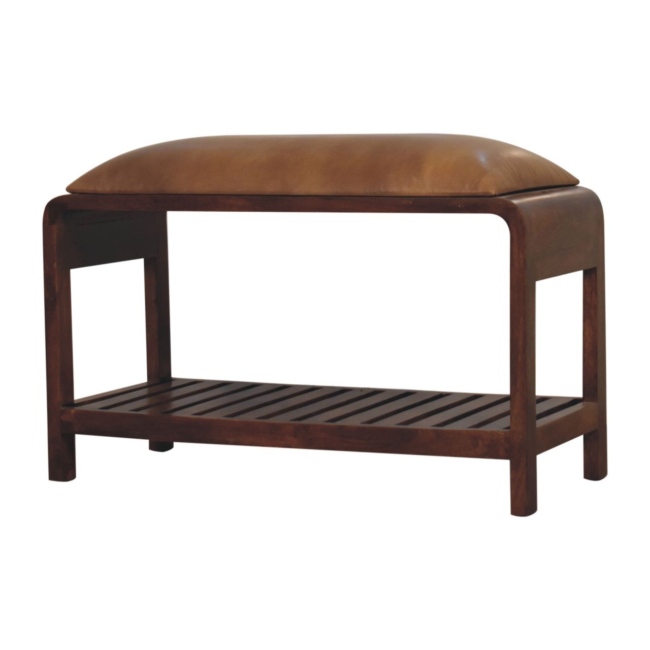 Buffalo - Slatted Square Bench - Brown - Best Buy Furniture
