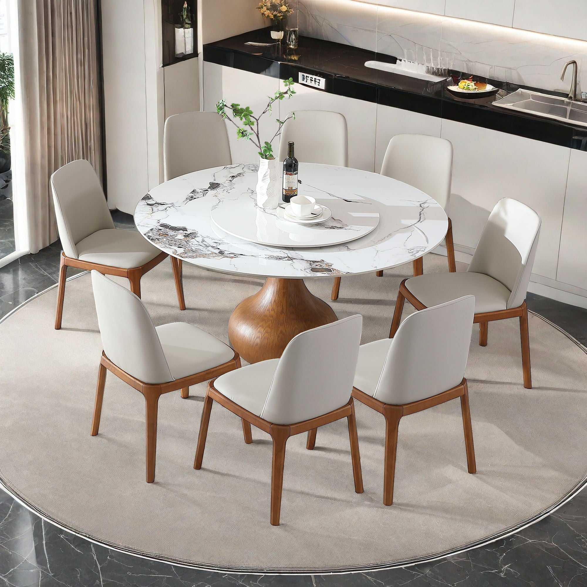 Round Modern Marble Dining Table With Chairs - Best Buy Furniture