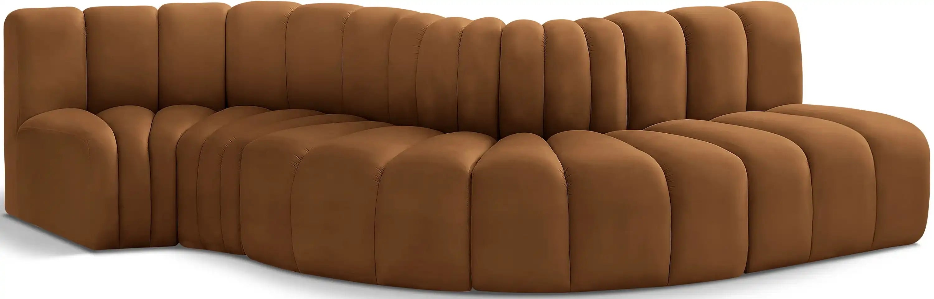 Arc - Velvet 5 Piece Modular Sofa - Saddle - Best Buy Furniture