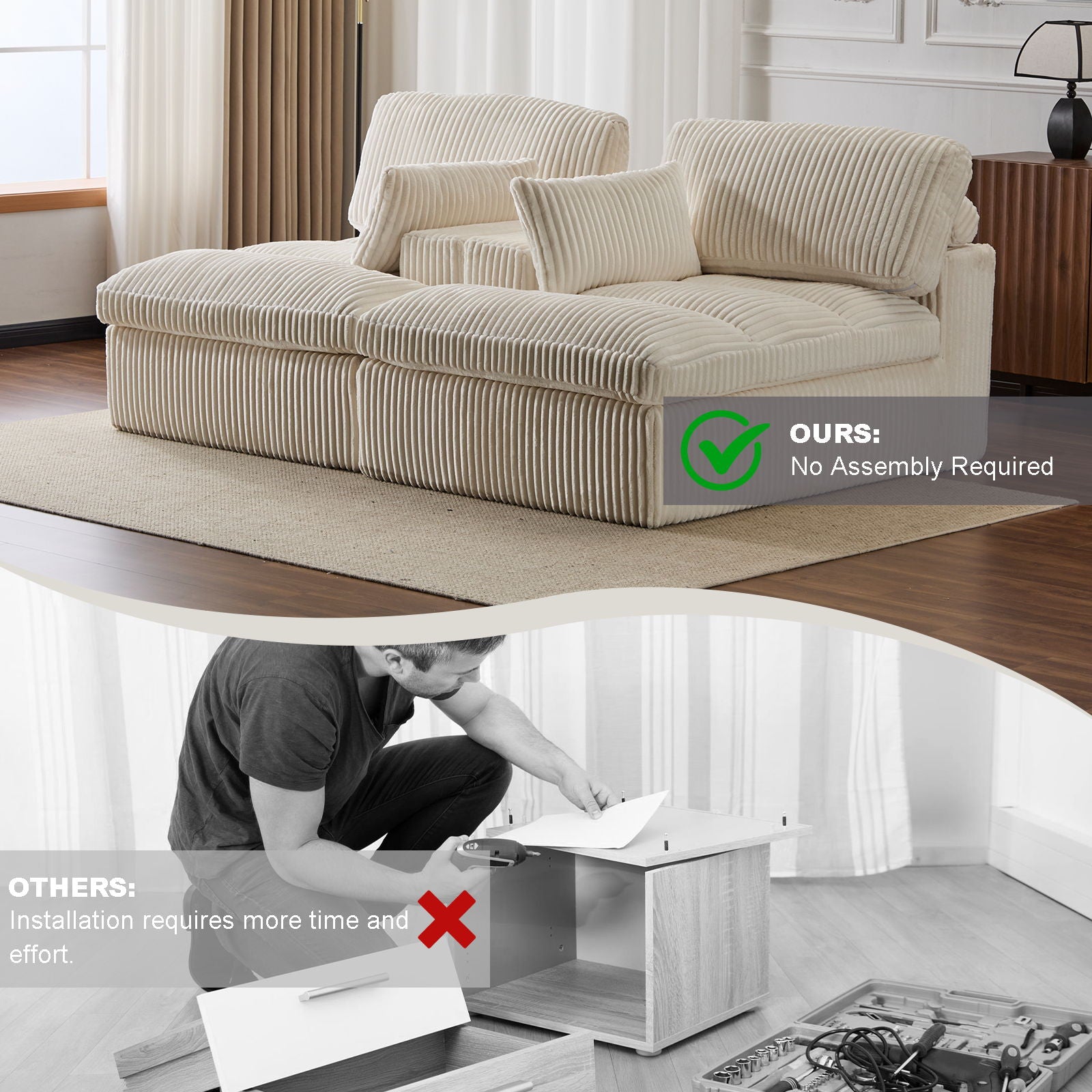 Double Chaise Lounge Chair, Oversized Upholstered Sleeper Cloud Couch - Best Buy Furniture