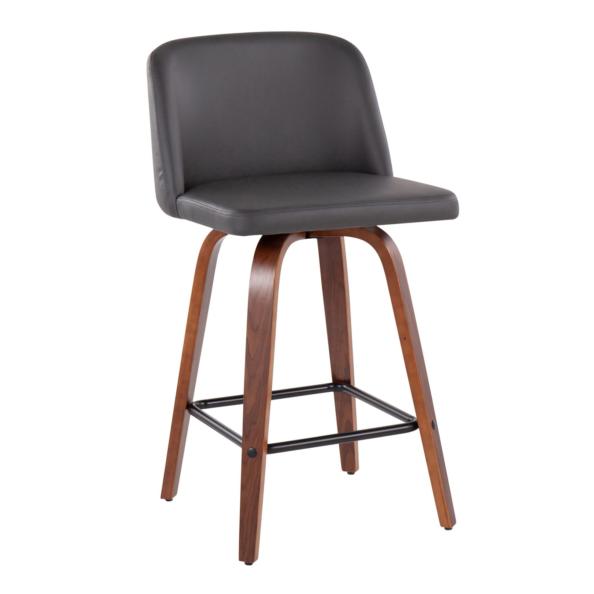 Toriano - Mid Century Modern Fixed Height Counter Stool & Square Footrest (Set of 2) - Best Buy Furniture