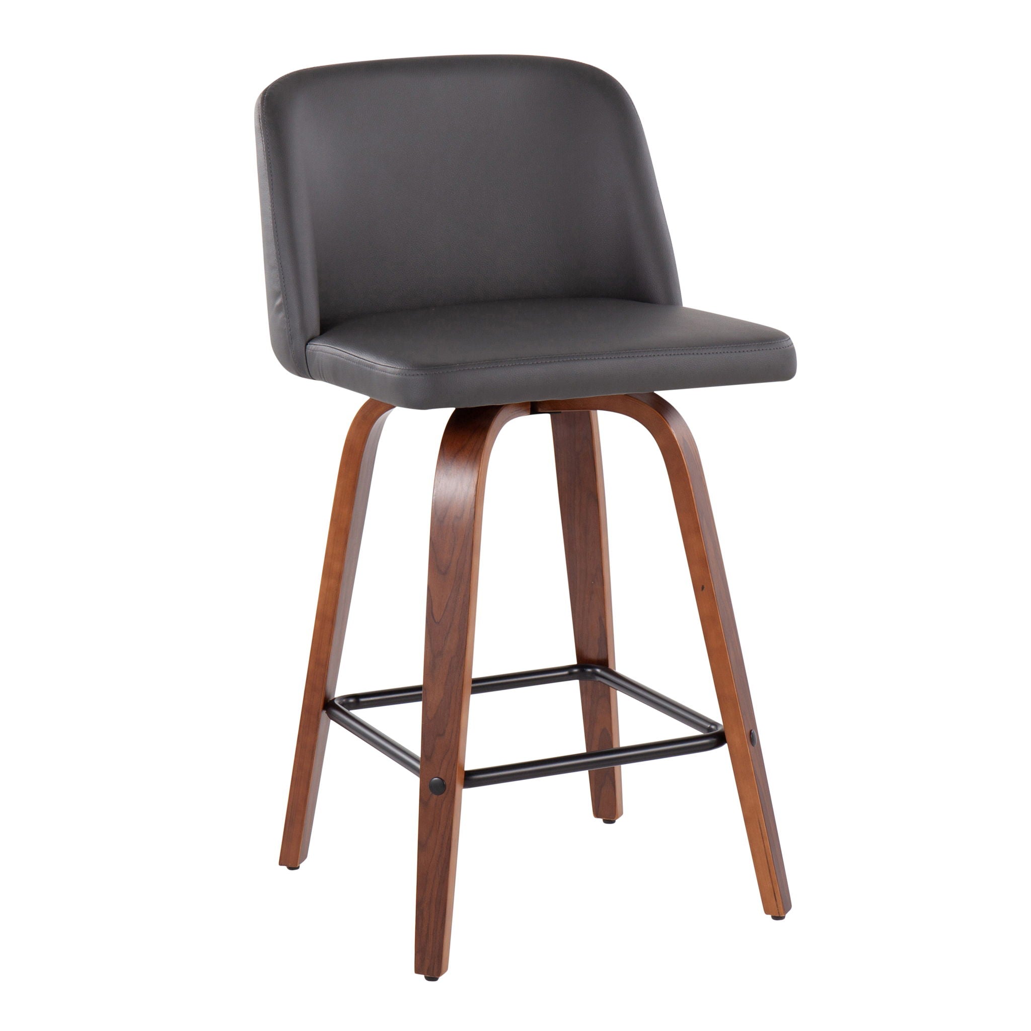 Toriano - Mid Century Modern Fixed Height Counter Stool & Square Footrest (Set of 2) - Best Buy Furniture