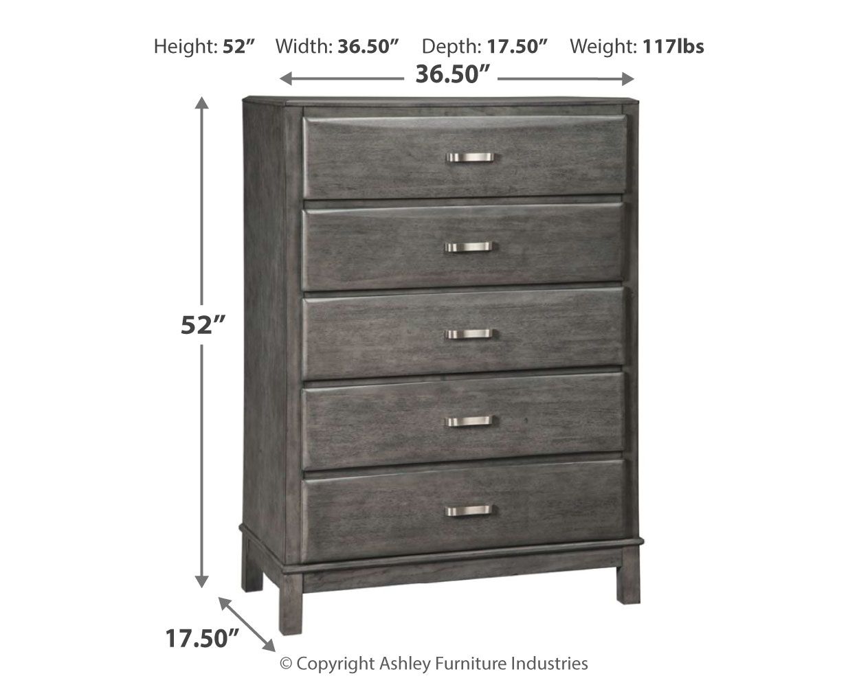 Caitbrook - Five Drawer Chest - Gray - Best Buy Furniture