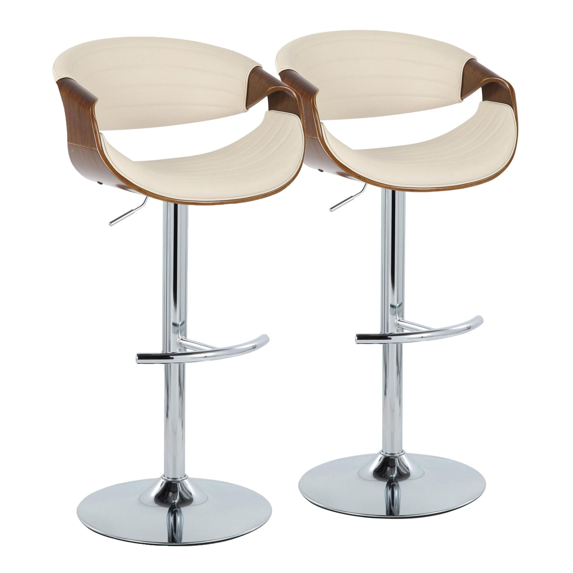 Symphony - Mid Century Modern Adjustable Barstool & Swivel With Rounded T Footrest (Set of 2) - Best Buy Furniture