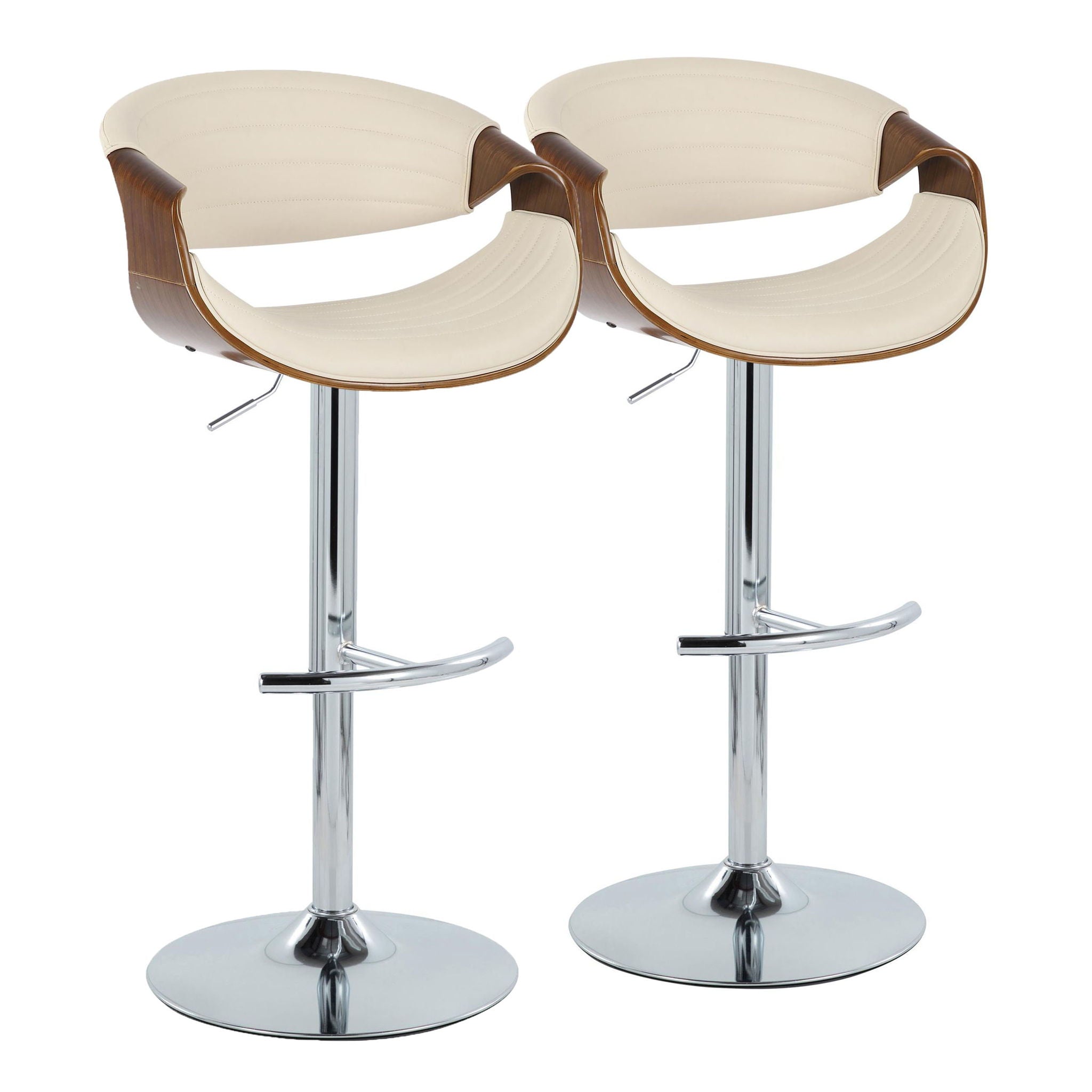 Symphony - Mid Century Modern Adjustable Barstool & Swivel With Rounded T Footrest (Set of 2) - Best Buy Furniture