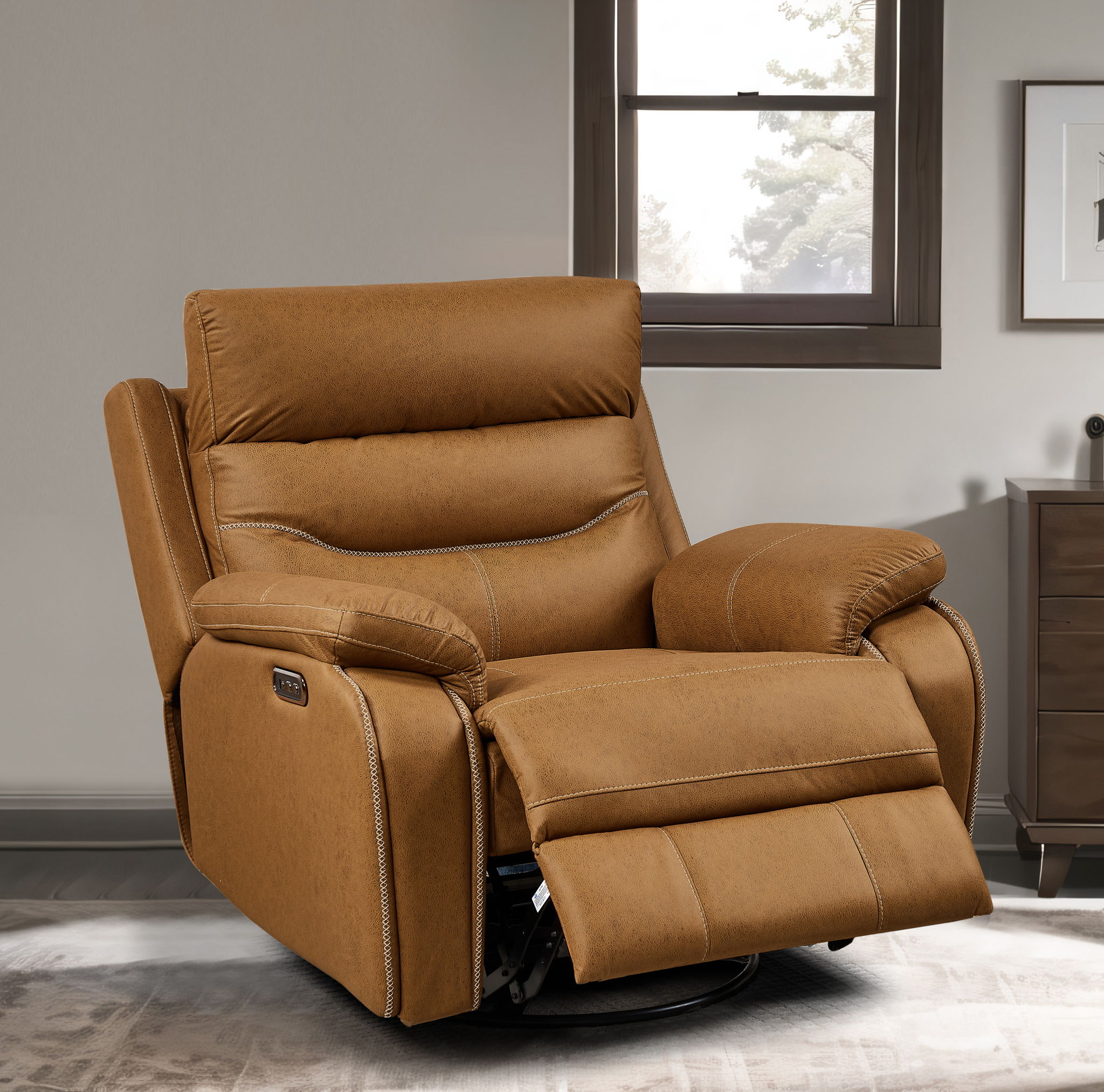 Dual Okin Motor Rocking And 240° Swivel Single Sofa Seat Recliner Chair Infinite Position, Head Rest With Power Function - Best Buy Furniture